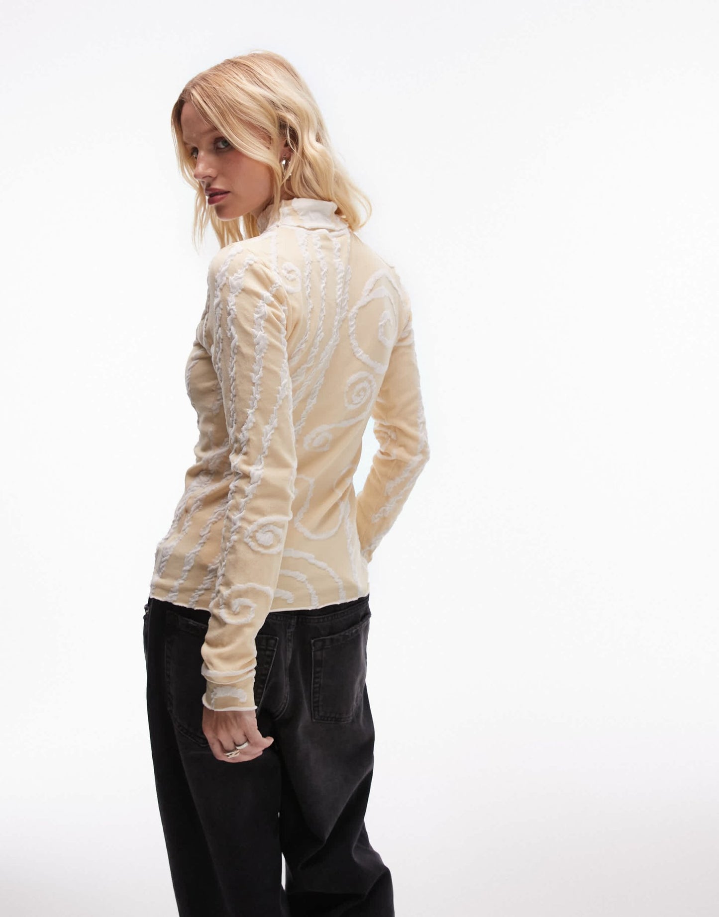 VRG GRL ivy muse rollneck top in swirl cream - ASOS Sample Sale