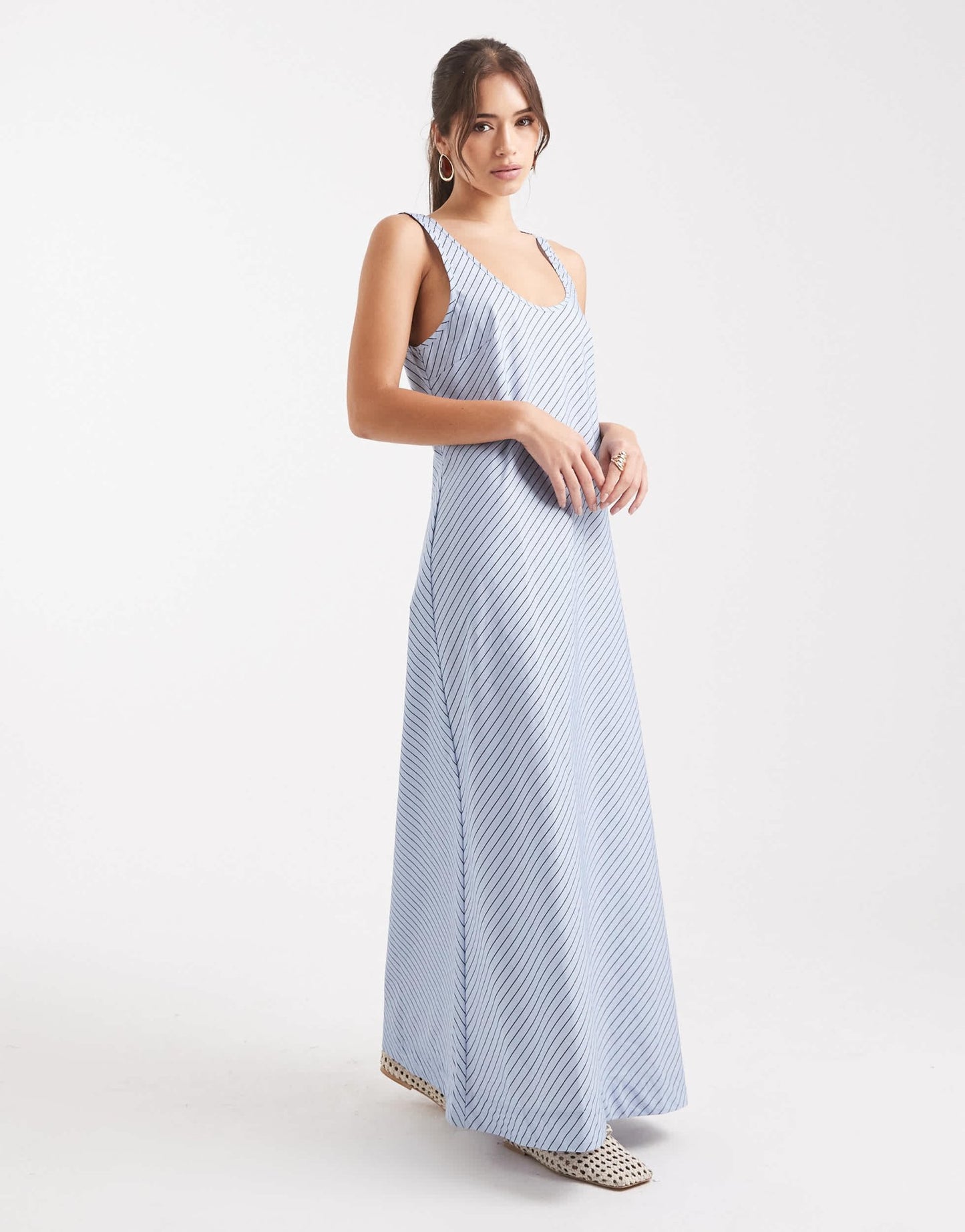 VRG GRL kajal striped smock maxi dress in blue stripe - ASOS Sample Sale