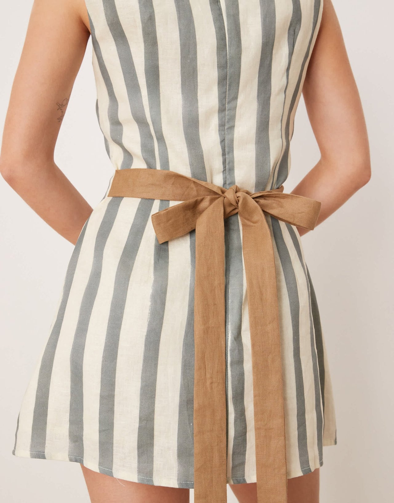 VRG GRL lea striped linen mini dress in multi - ASOS Sample Sale