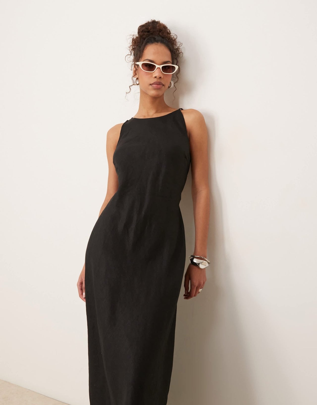 VRG GRL opal sleeveless linen maxi dress in black - ASOS Sample Sale
