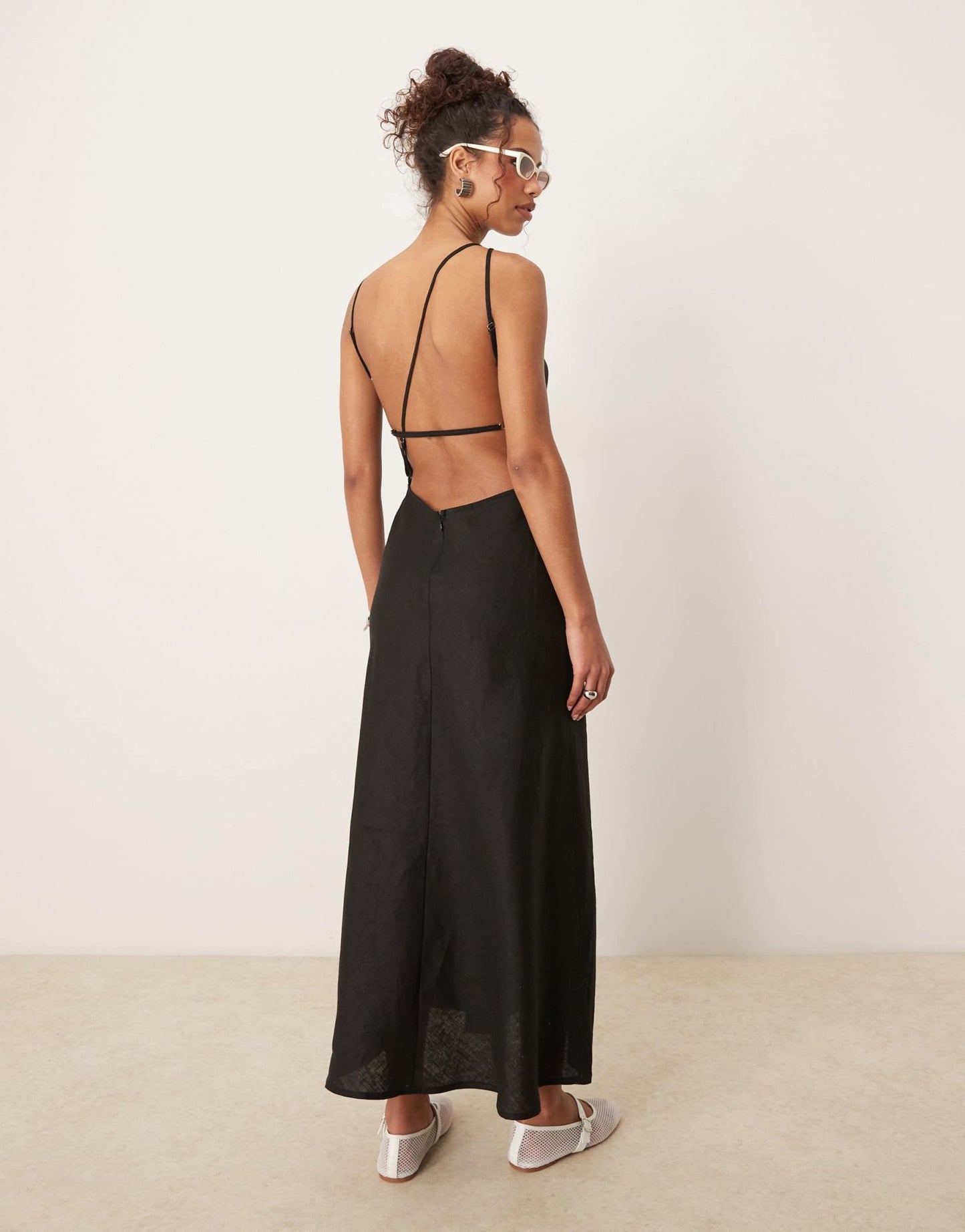 VRG GRL opal sleeveless linen maxi dress in black - ASOS Sample Sale