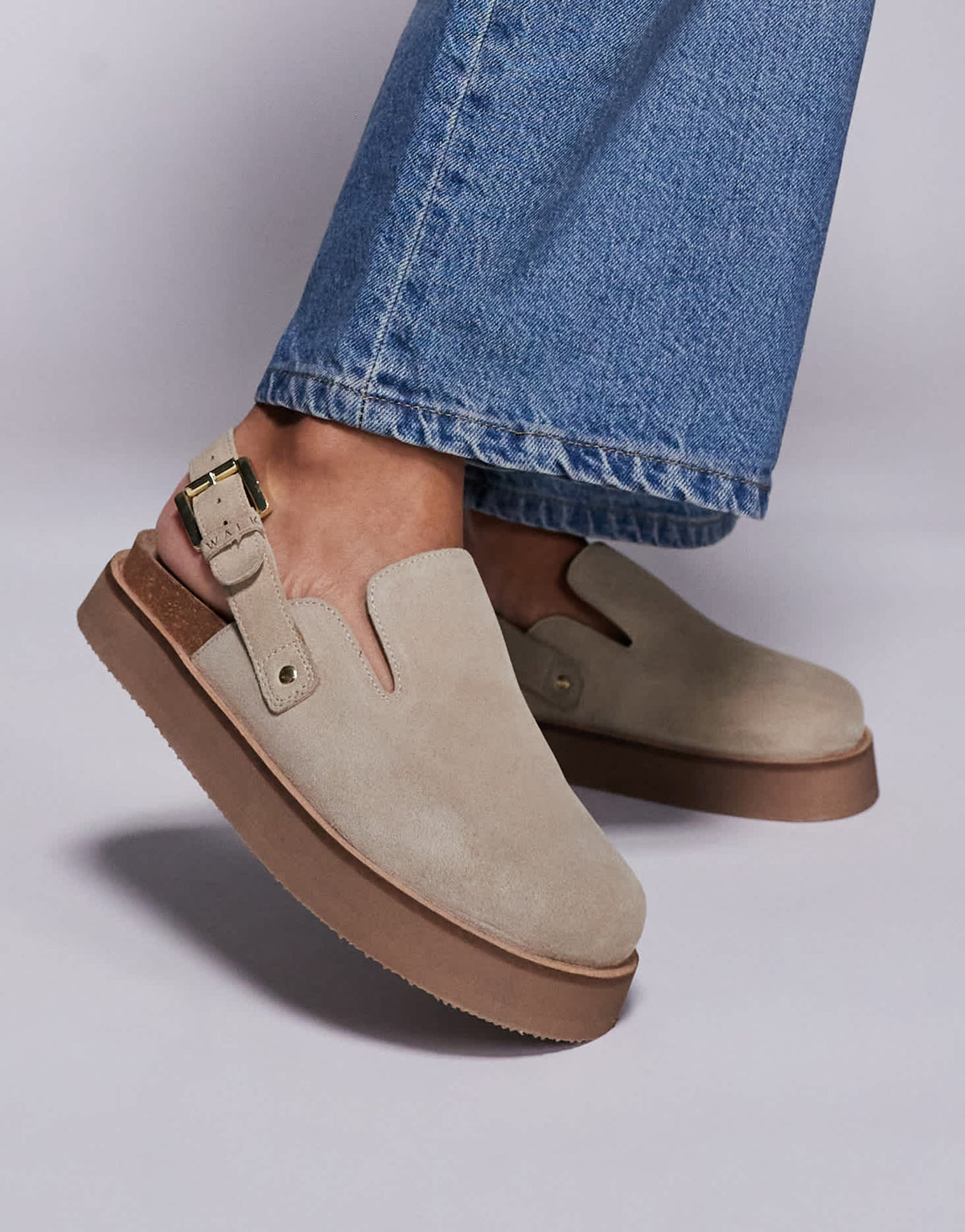 Walk London Barca clog mule in stone suede - ASOS Sample Sale