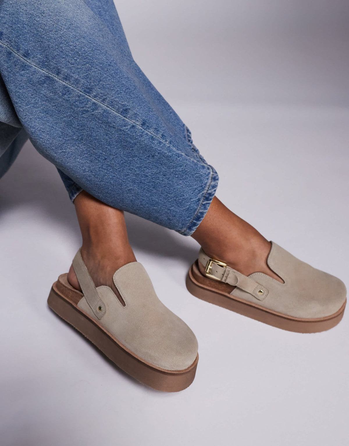 Walk London Barca clog mule in stone suede - ASOS Sample Sale
