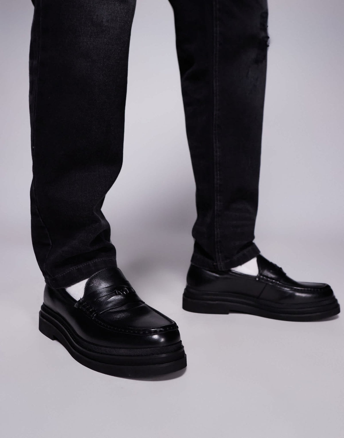 Walk London Brooklyn penny loafer in black leather - ASOS Sample Sale