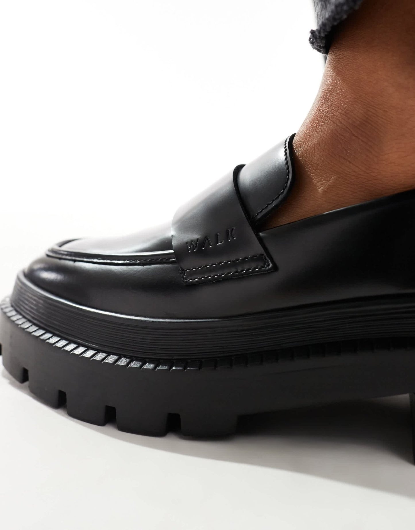 Walk London Kate saddle loafer in black smooth leather - ASOS Sample Sale