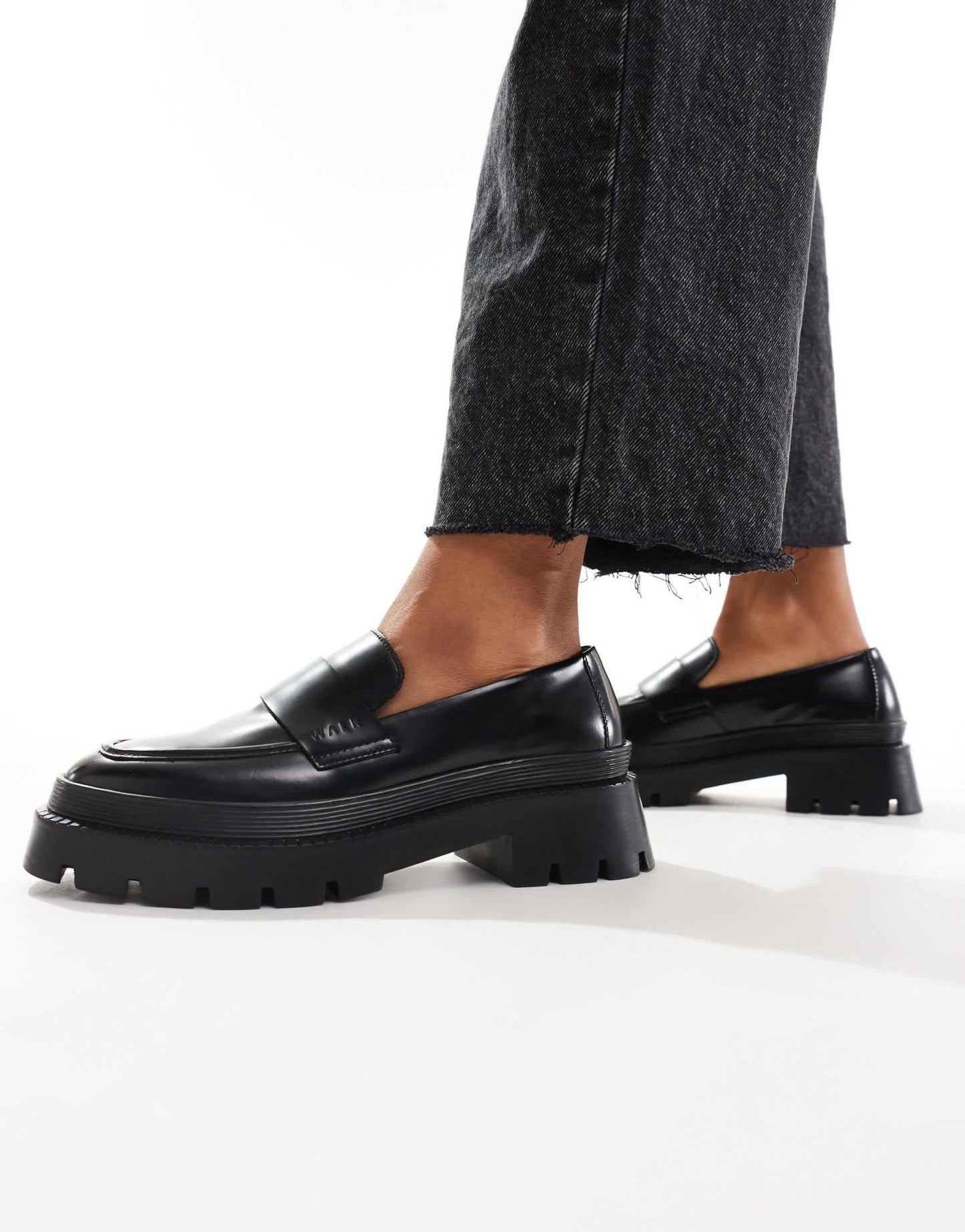Walk London Kate saddle loafer in black smooth leather - ASOS Sample Sale