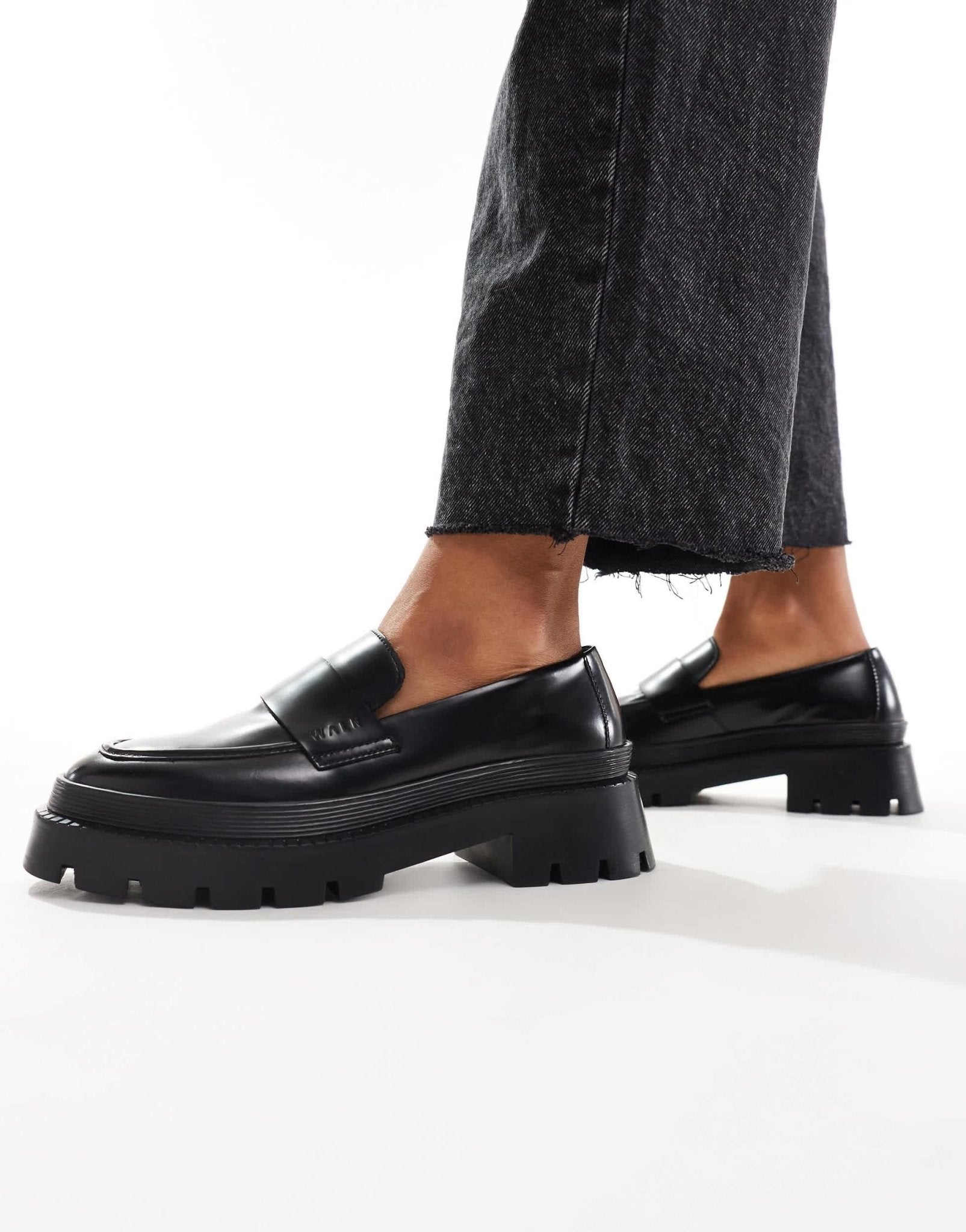 Walk London Kate saddle loafer in black smooth leather - ASOS Sample Sale