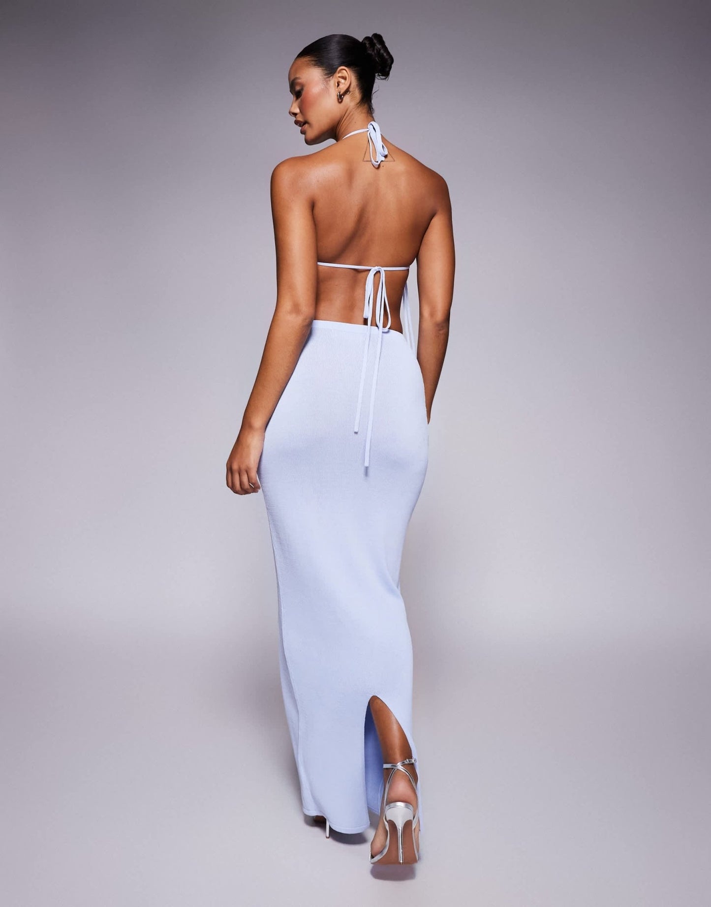 Wanderdoll Delilah knitted corsage detail maxi skirt co - ord in baby blue - ASOS Sample Sale