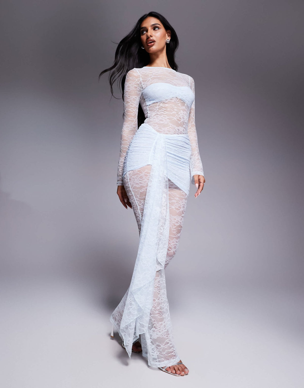 Wanderdoll exclusive Jamie lace drape detail jumpsuit in light blue - ASOS Sample Sale