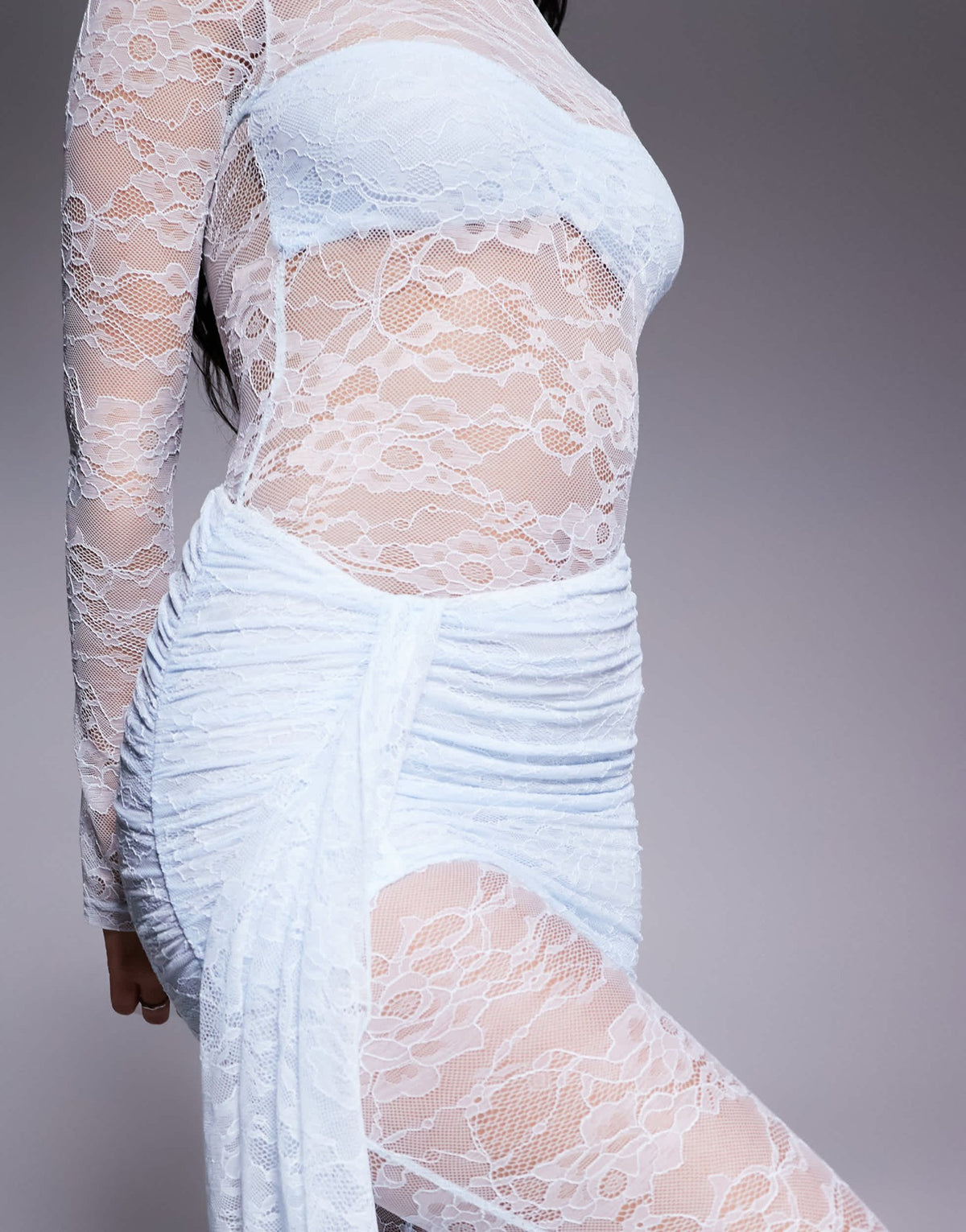 Wanderdoll exclusive Jamie lace drape detail jumpsuit in light blue - ASOS Sample Sale