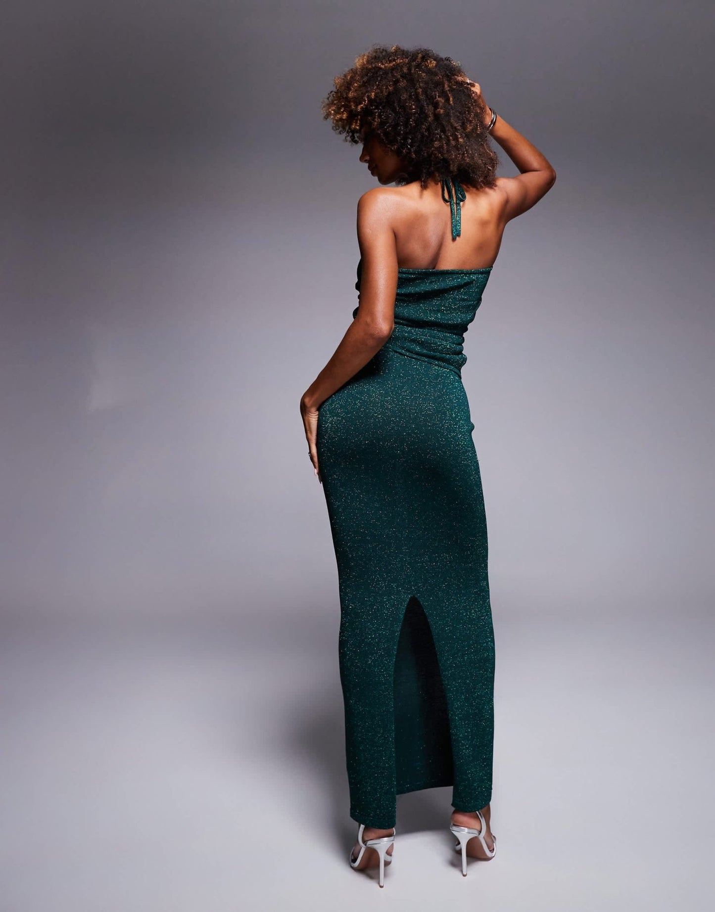 Wanderdoll Gizelle knot front halterneck top and maxi skirt set in emerald - ASOS Sample Sale
