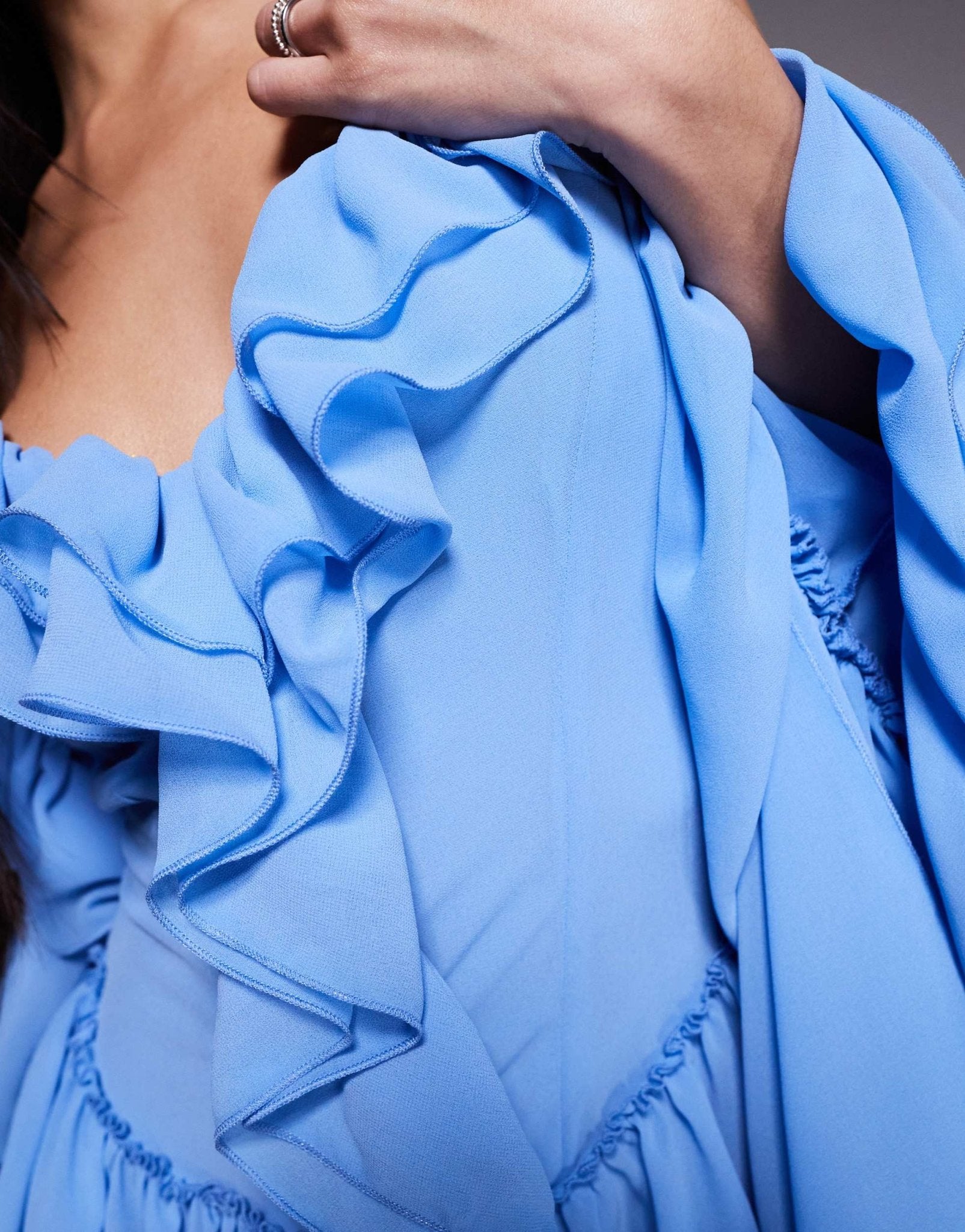 Wanderdoll Kendal ruffle cami cut out playsuit in baby blue - ASOS Sample Sale