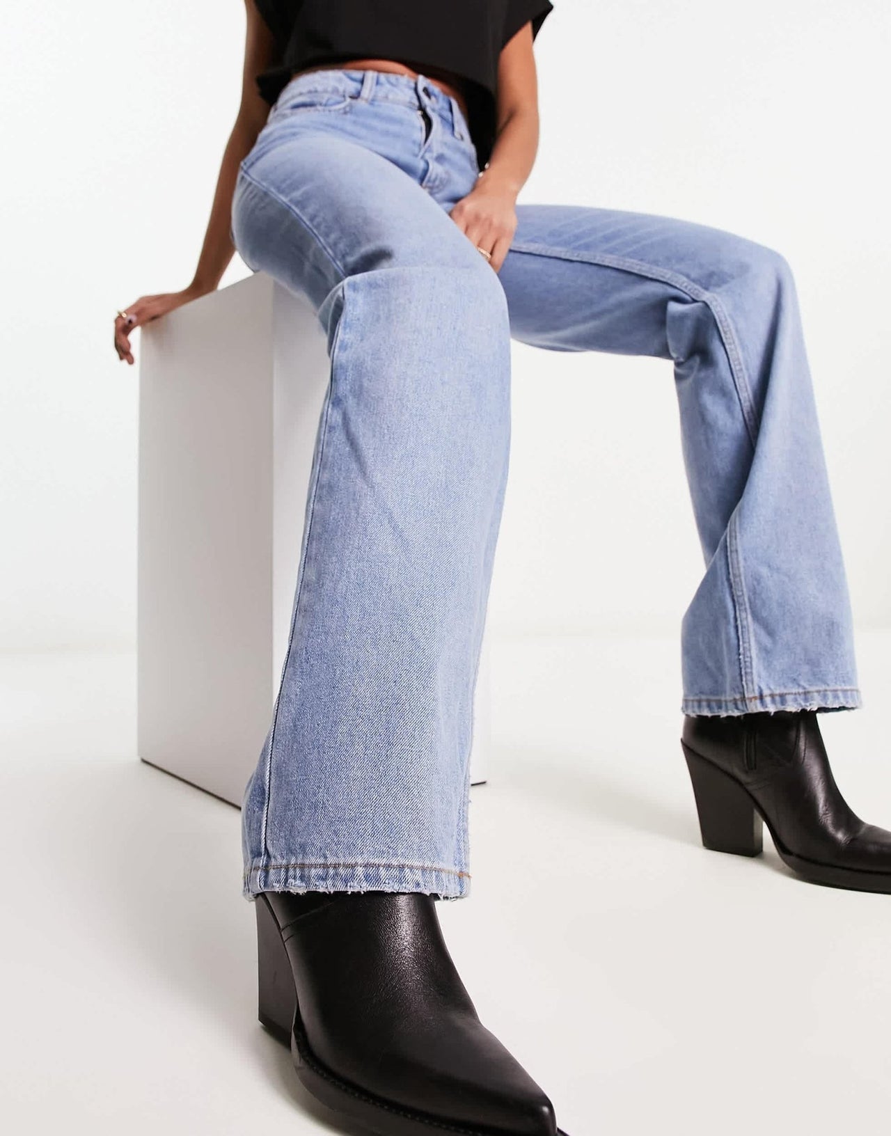 Waven faded stone wash straight jeans co - ord with distress details - ASOS Sample Sale