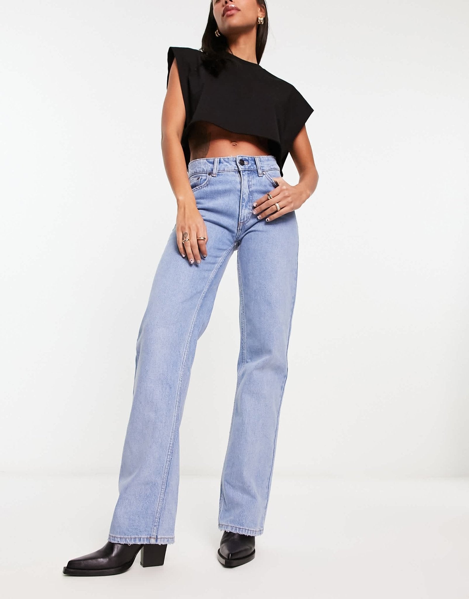 Waven faded stone wash straight jeans co - ord with distress details - ASOS Sample Sale
