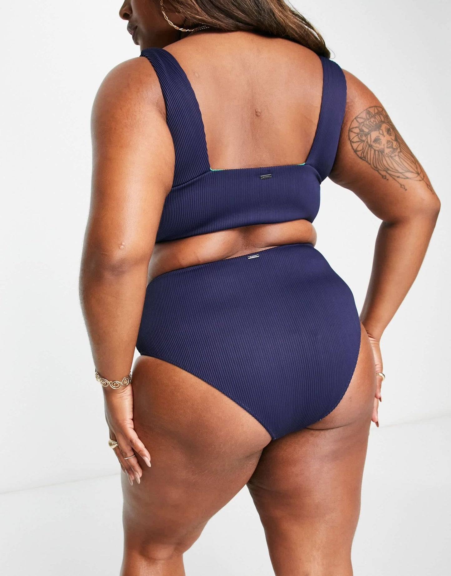 We Are We Wear Plus tia high waist reversible bikini brief in racing green and teal - ASOS Sample Sale
