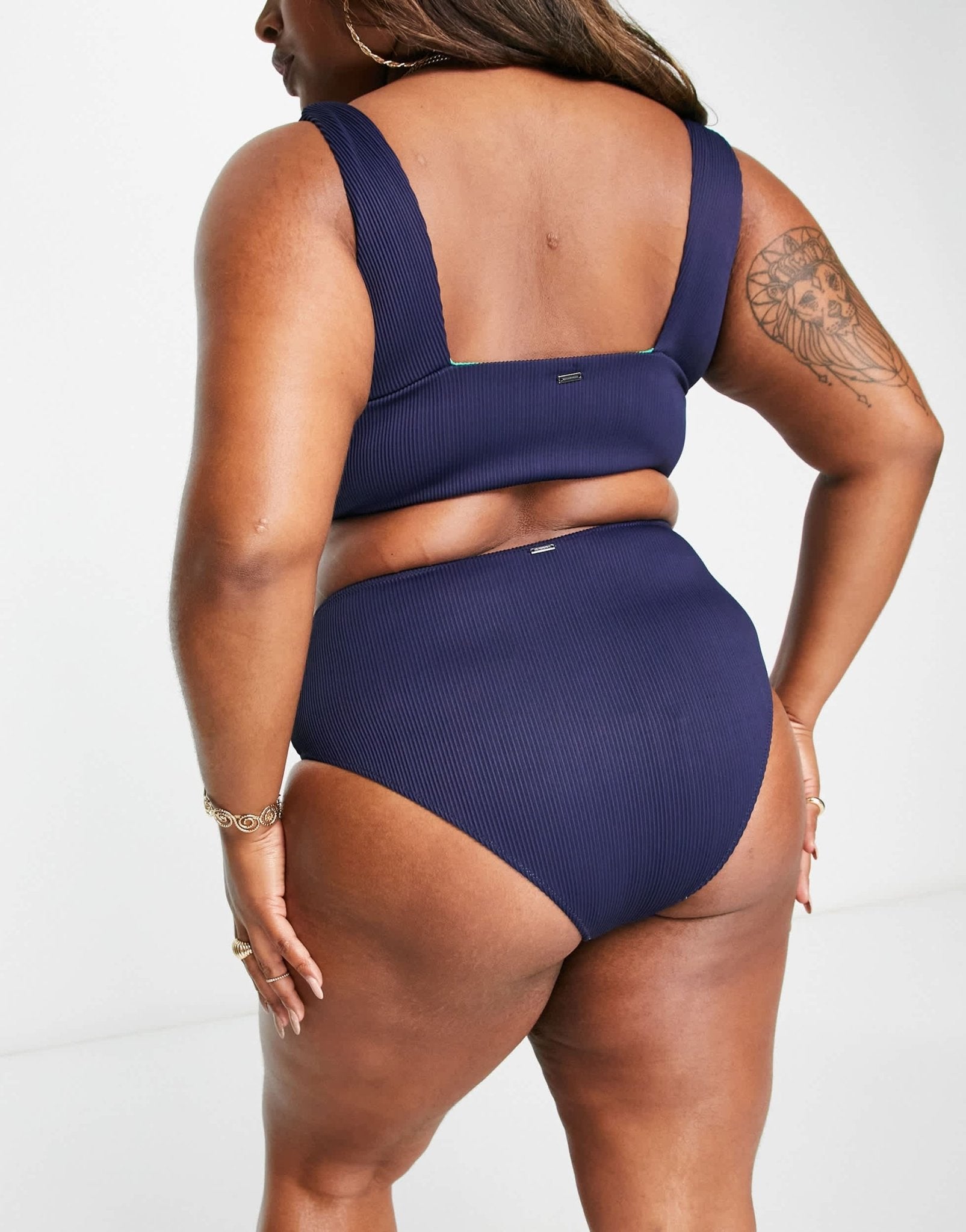 We Are We Wear Plus tia high waist reversible bikini brief in racing green and teal - ASOS Sample Sale