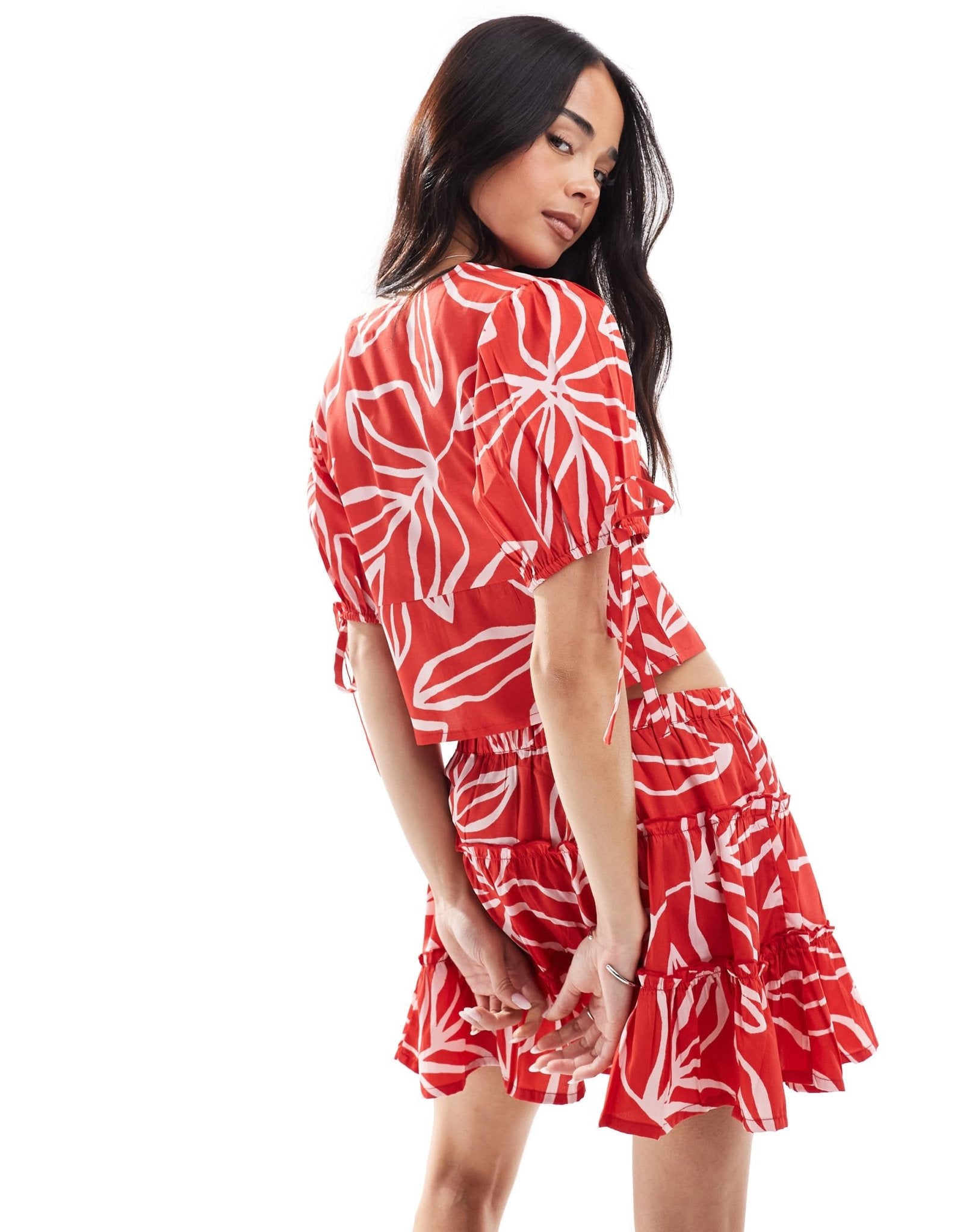 Wednesday's Girl bold bloom print mini skirt co-ord in red - ASOS Sample Sale