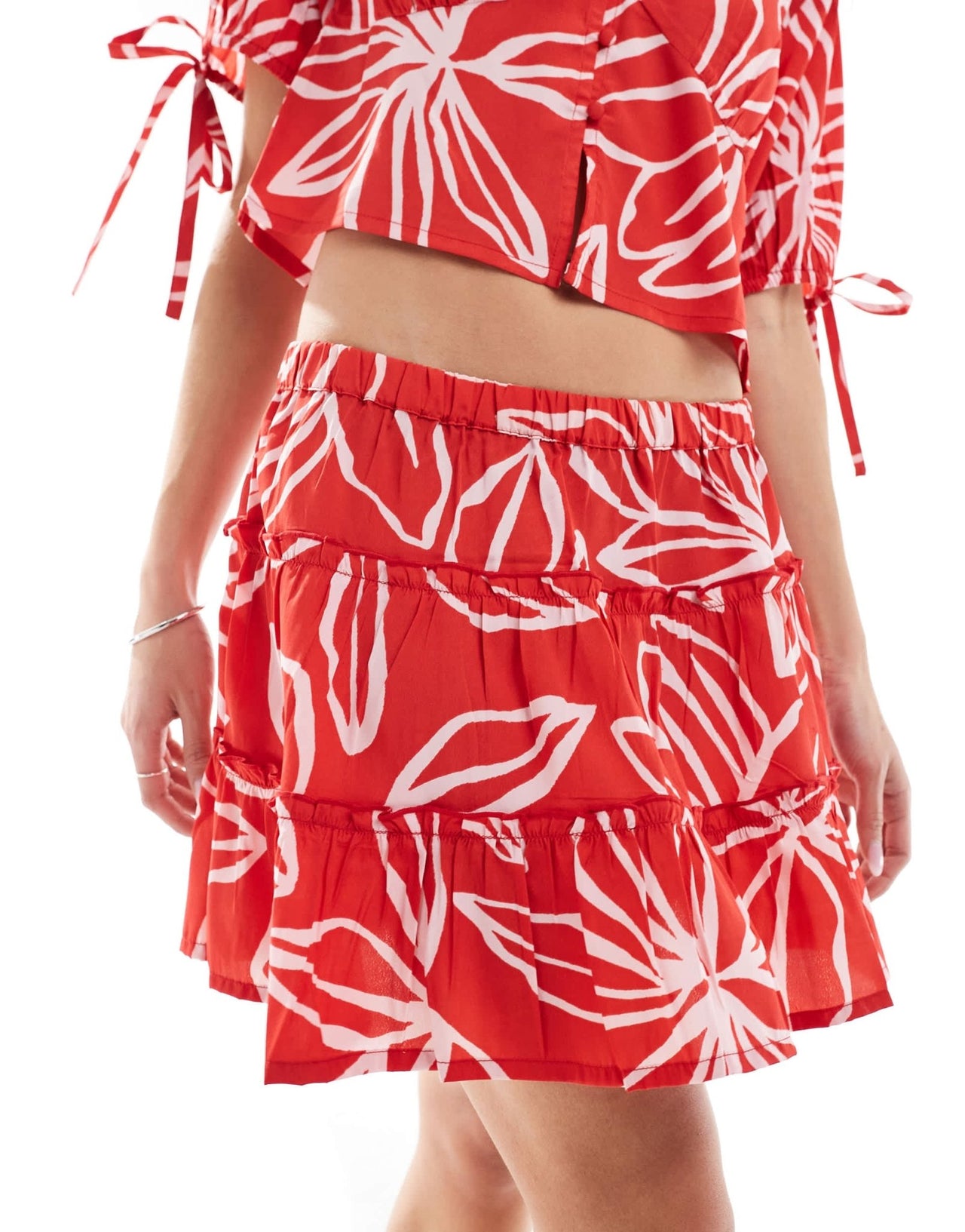 Wednesday's Girl bold bloom print mini skirt co-ord in red - ASOS Sample Sale