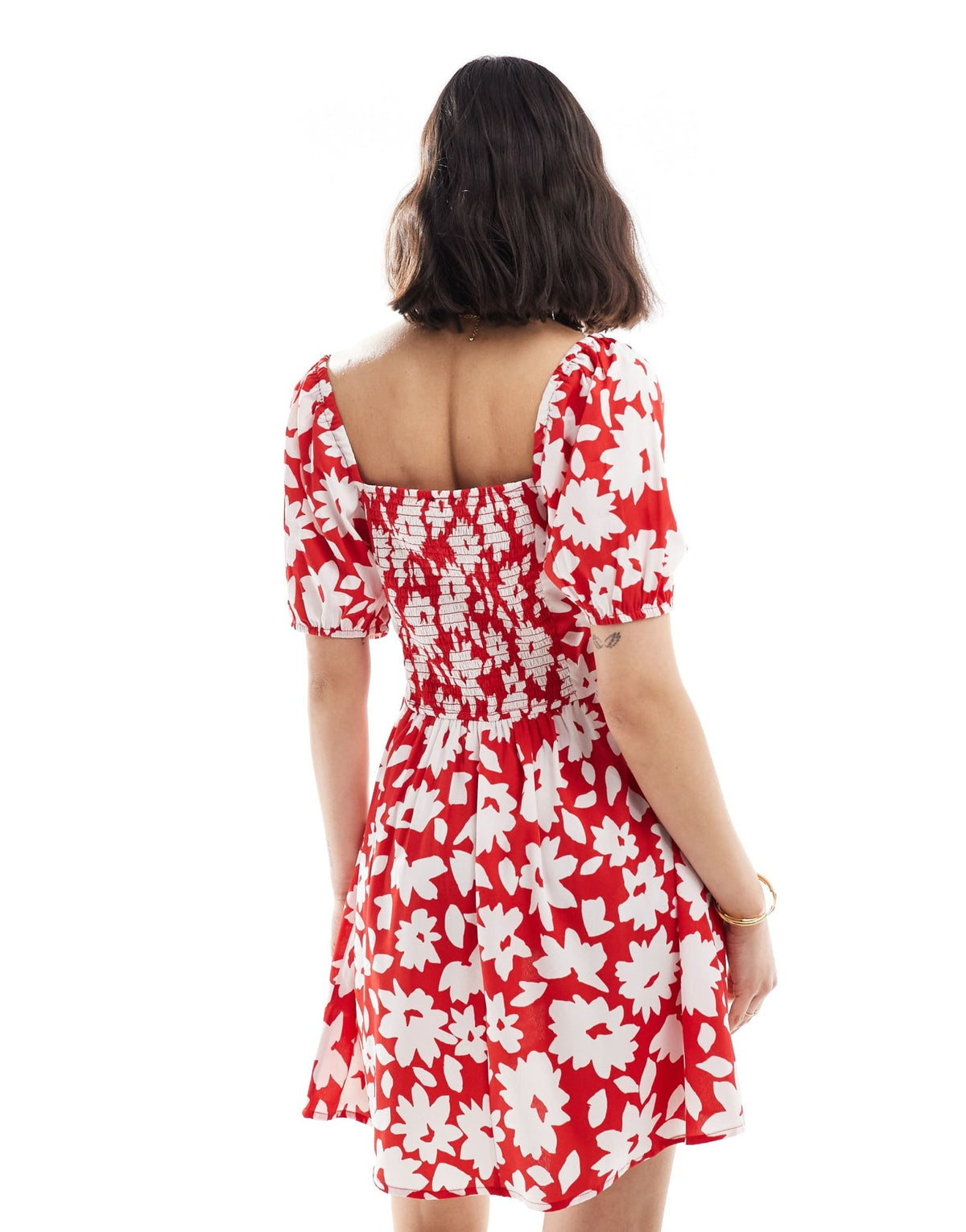 Wednesday's Girl bold floral puff sleeve mini dress in red - ASOS Sample Sale