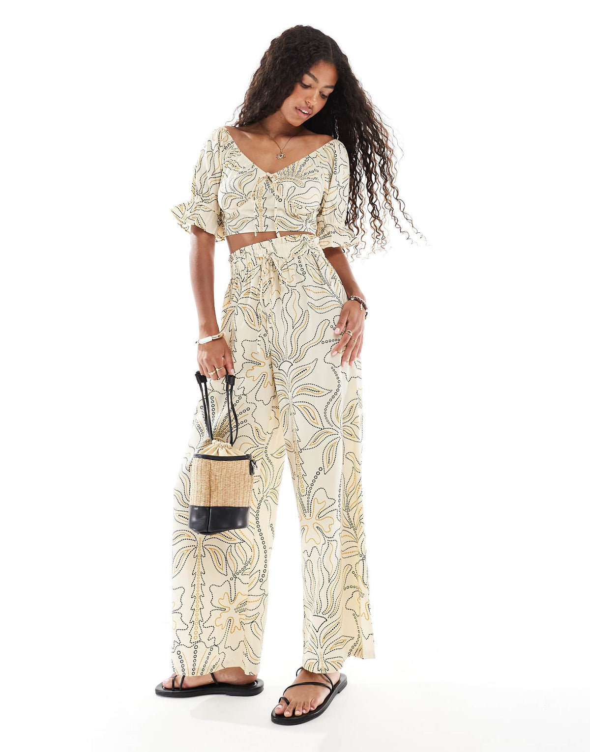 Wednesday's Girl bold floral wide leg trousers - ASOS Sample Sale