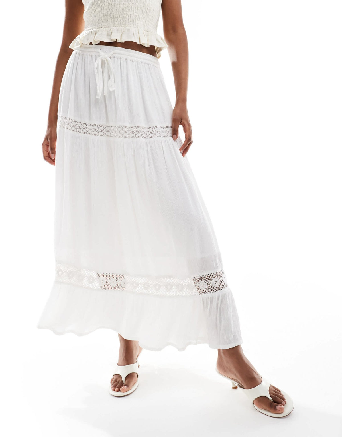 Wednesday's Girl broderie midaxi skirt in white - ASOS Sample Sale