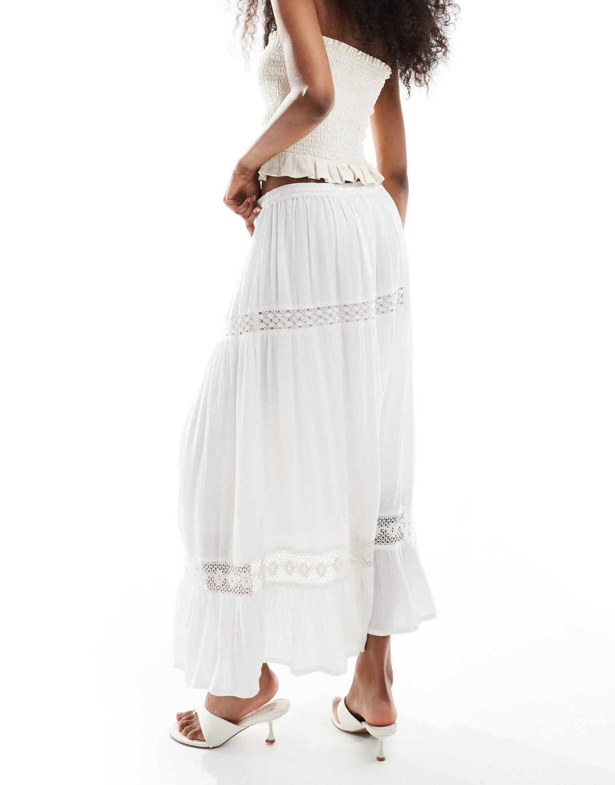 Wednesday's Girl broderie midaxi skirt in white - ASOS Sample Sale