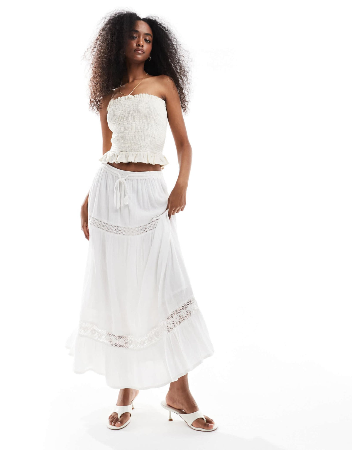 Wednesday's Girl broderie midaxi skirt in white - ASOS Sample Sale