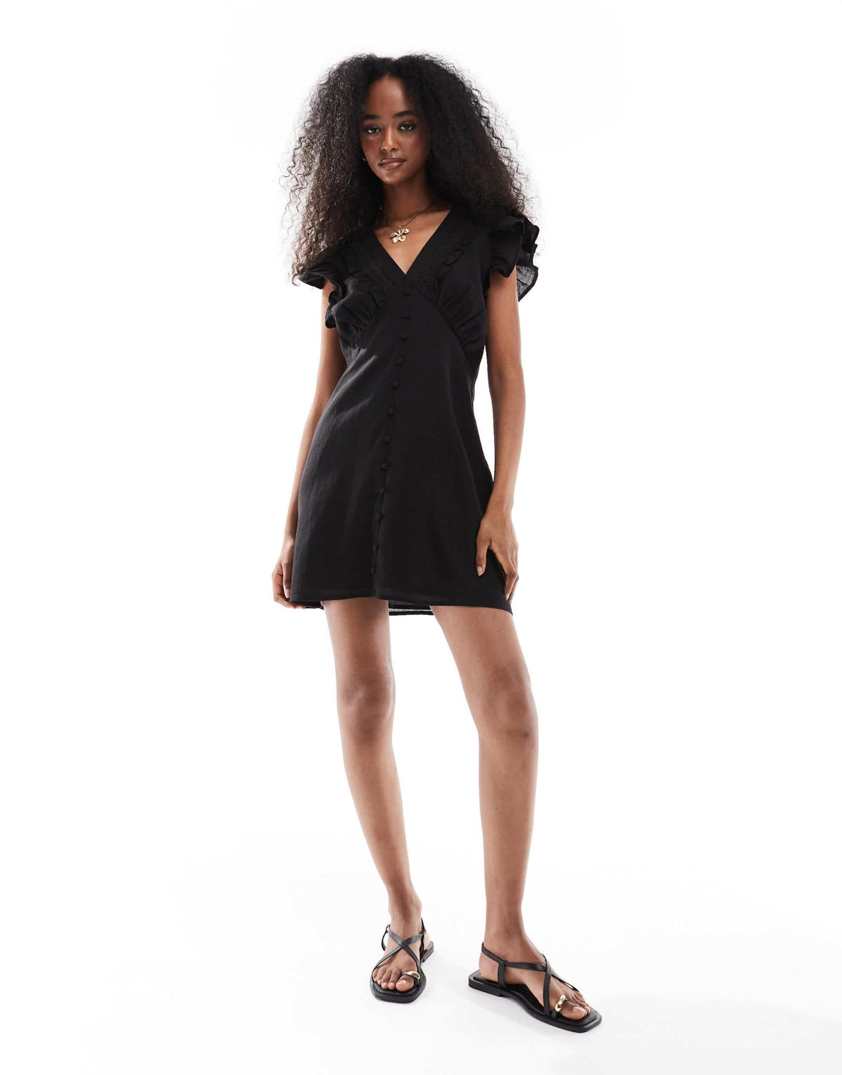 Wednesday's Girl crochet trim frill dress in black - ASOS Sample Sale