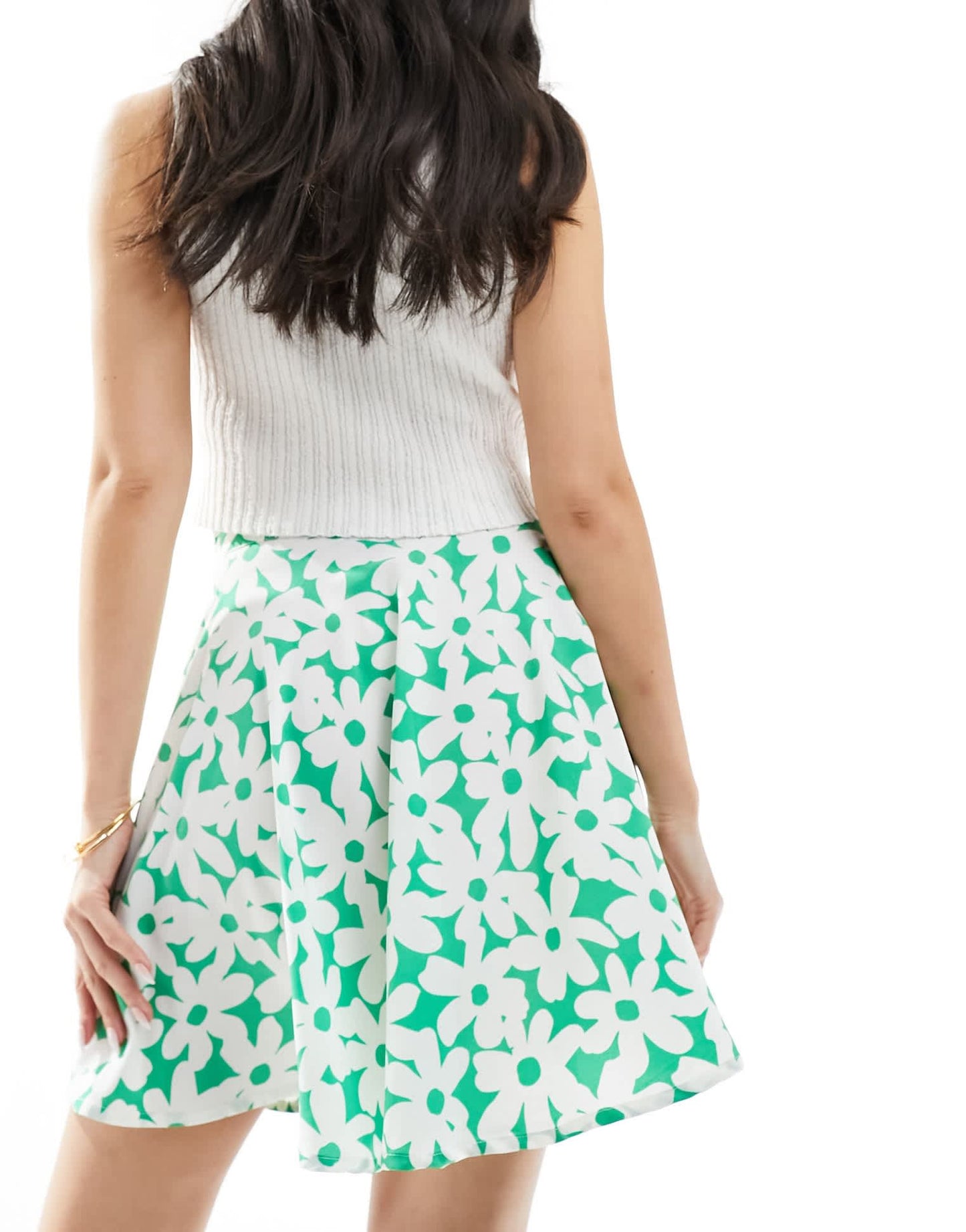 Wednesday's Girl floral bloom flippy mini skirt in white and green - ASOS Sample Sale