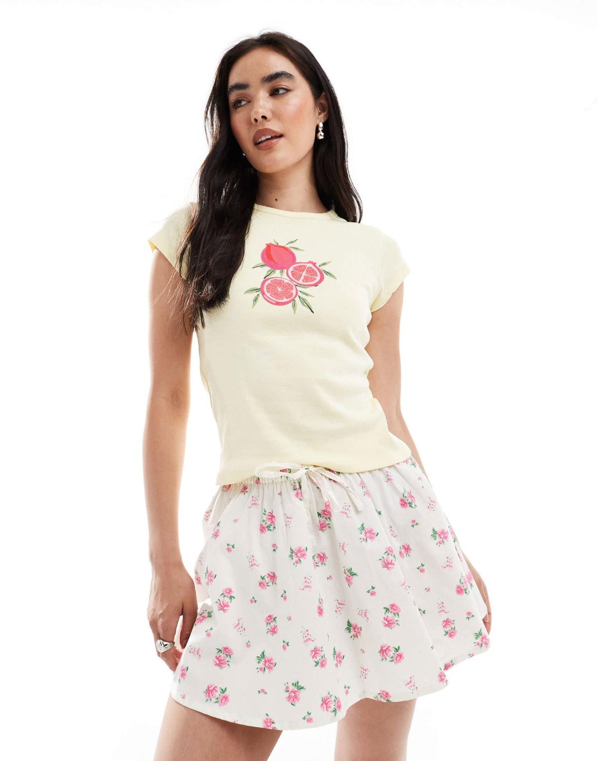 Wednesday's Girl floral mini skirt in white - ASOS Sample Sale