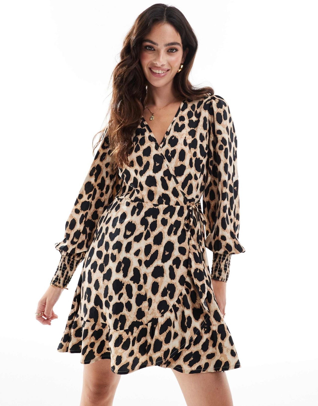 Wednesday's Girl leopard print mini wrap dress in multi - ASOS Sample Sale