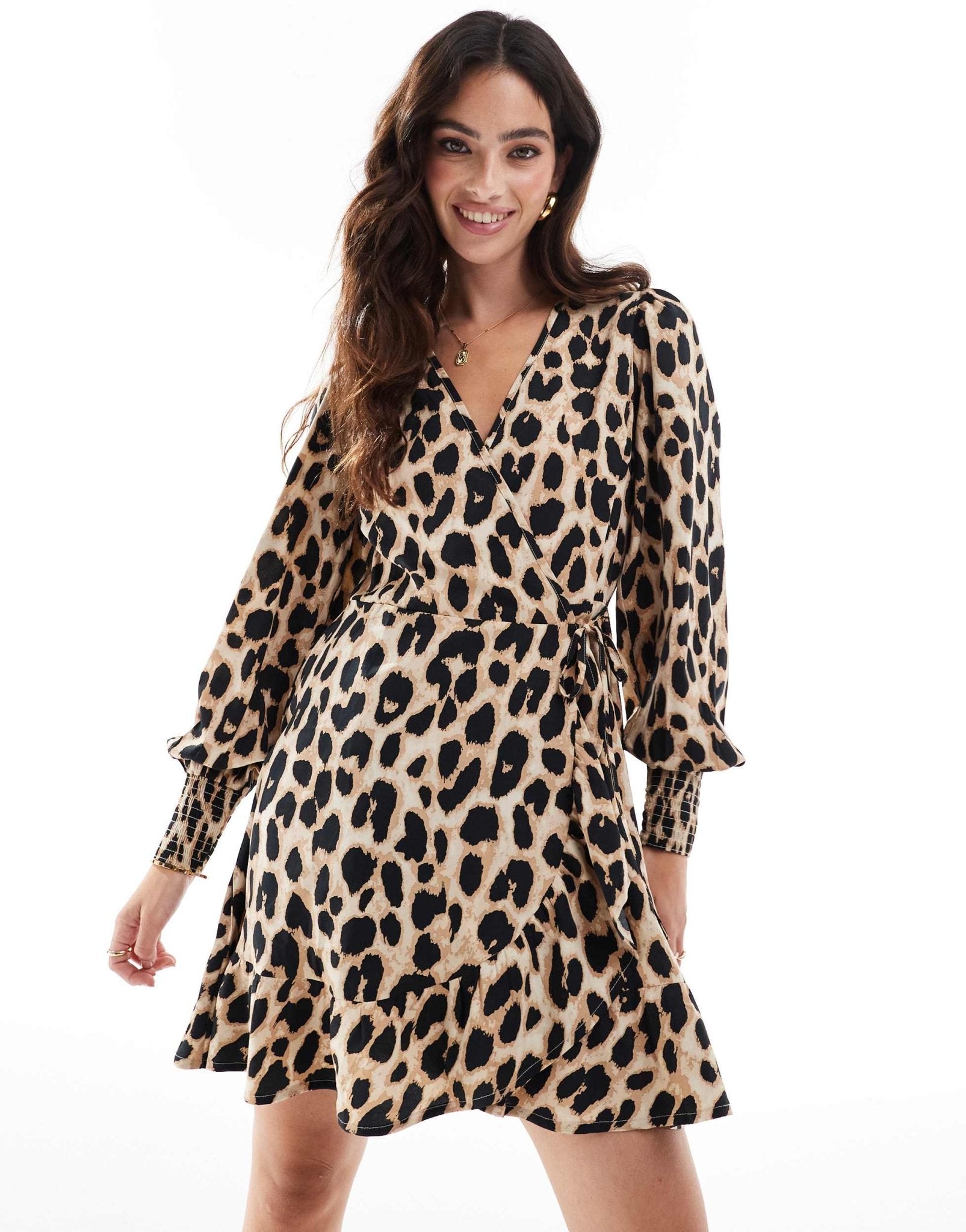 Wednesday's Girl leopard print mini wrap dress in multi - ASOS Sample Sale