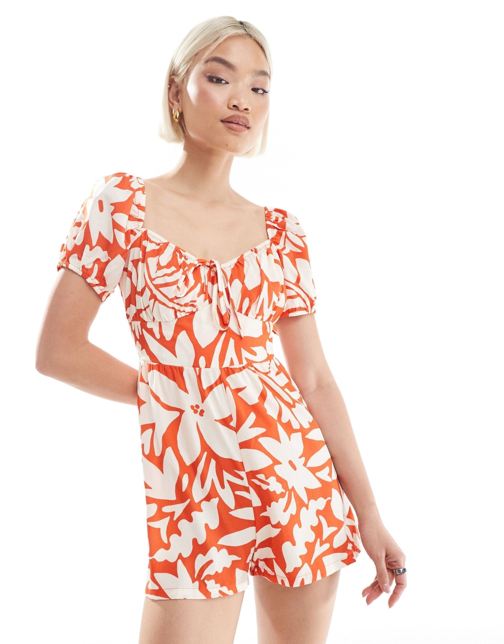Wednesday's Girl milkmaid playsuit in red - ASOS Sample Sale