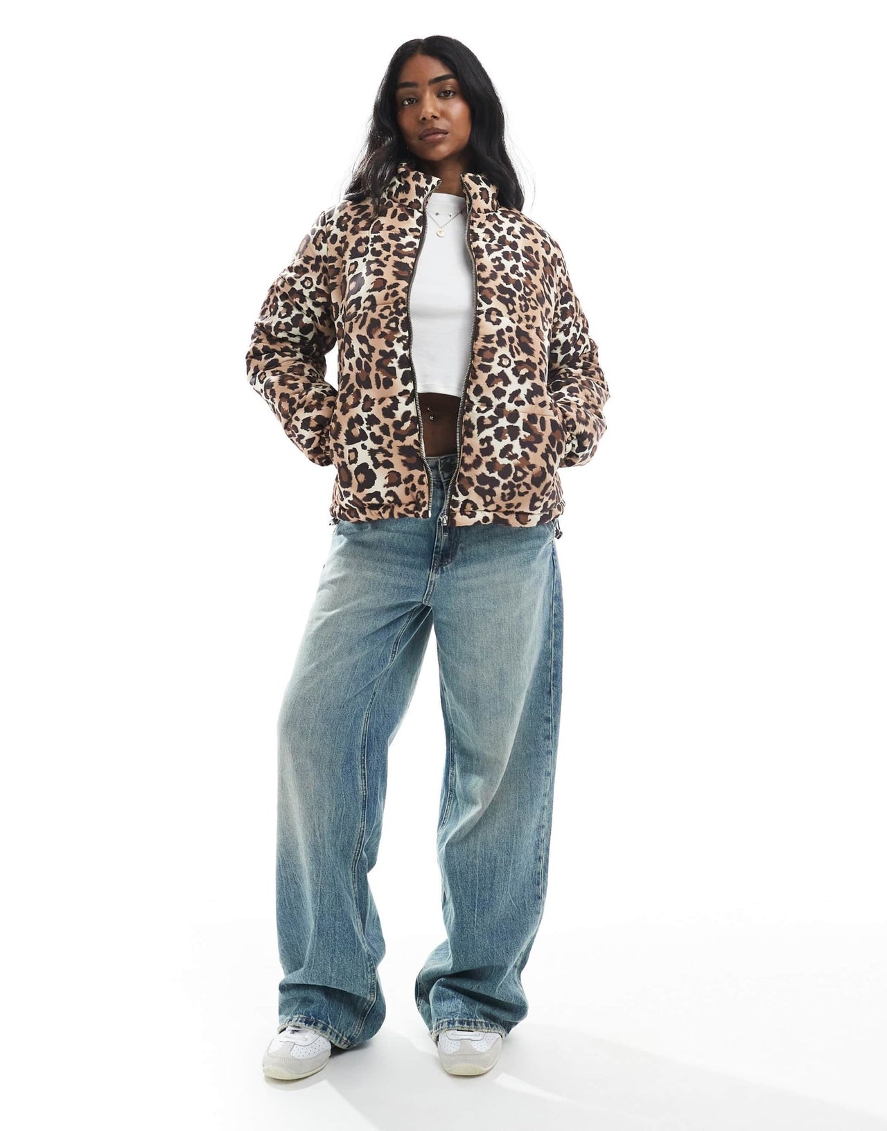 Wednesday's Girl quilted leopard print bomber jacket in brown - ASOS Sample Sale