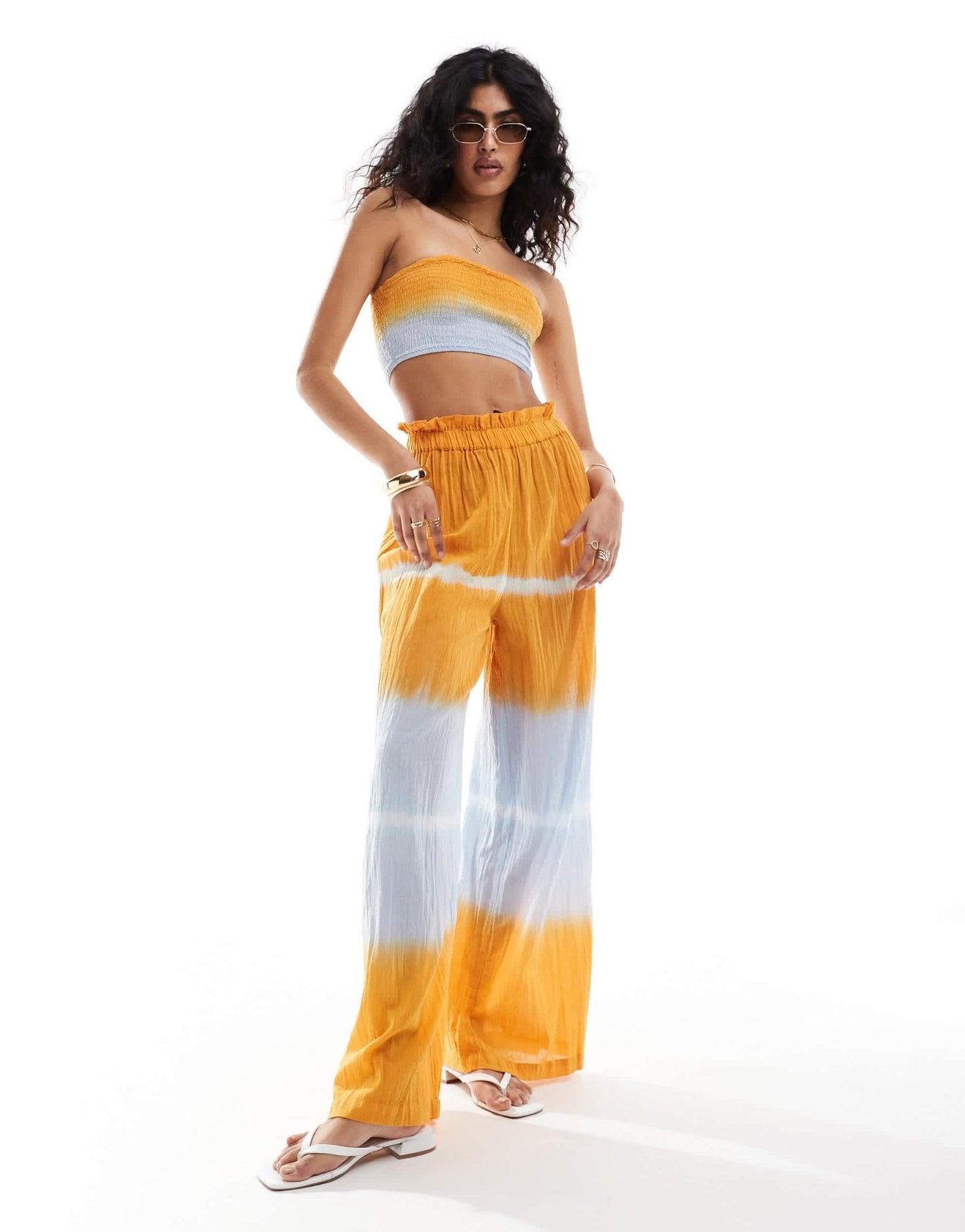 Wednesday's Girl shirred tie dye bandeau beach top in multi - ASOS Sample Sale