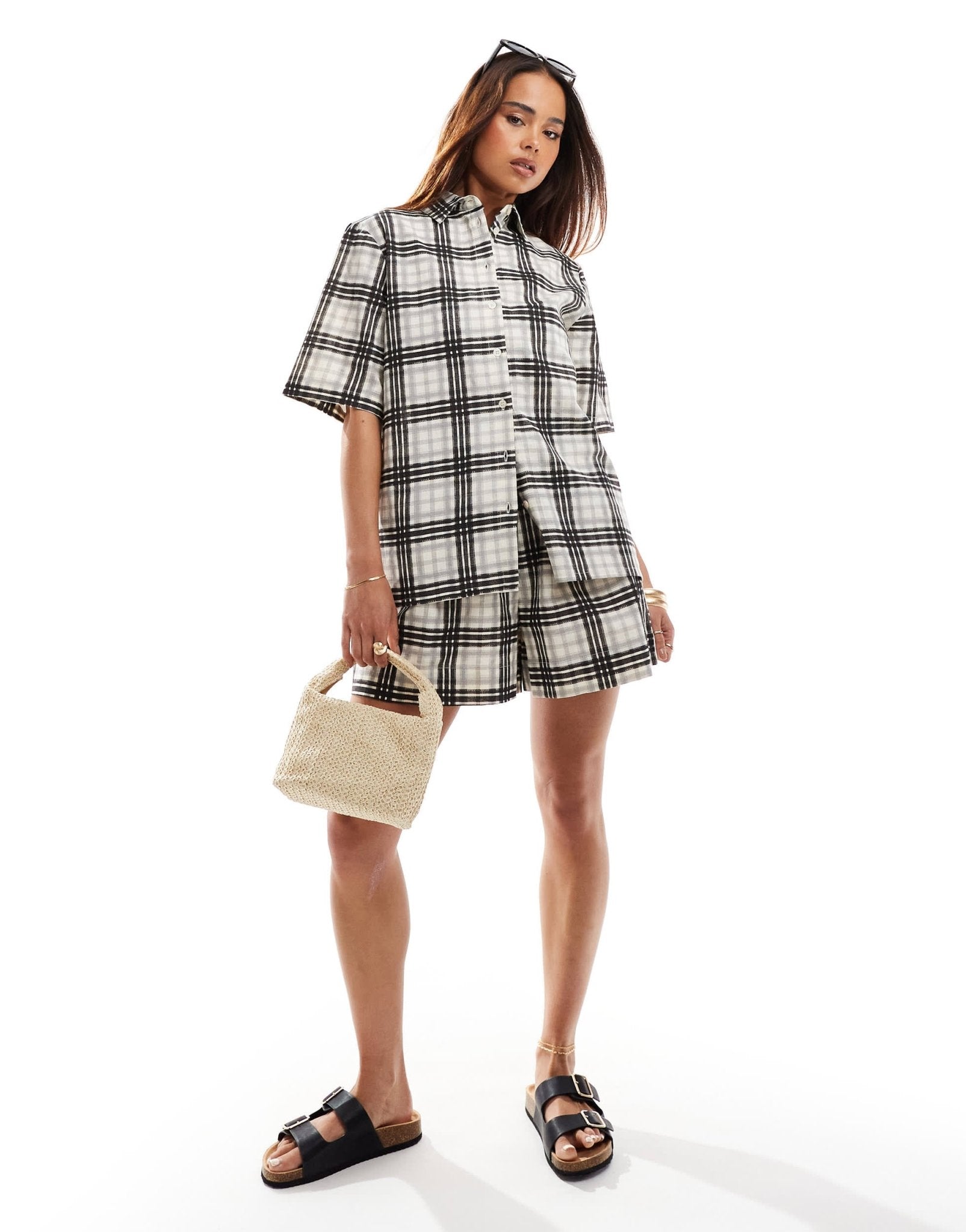 Wednesday's Girl short sleeve striped relaxed shirt co-ord in multi - ASOS Sample Sale
