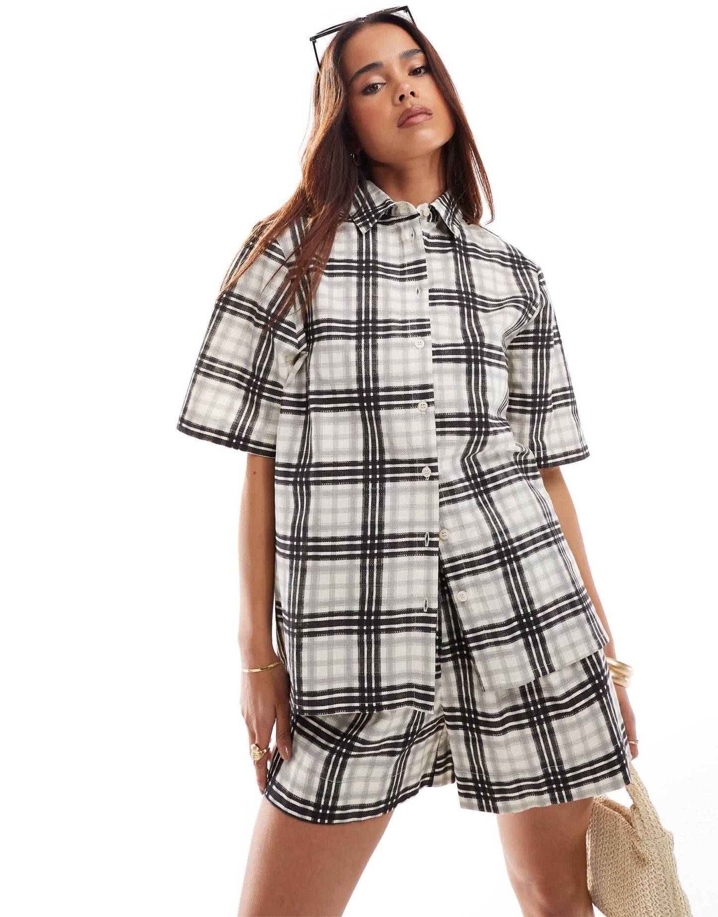 Wednesday's Girl short sleeve striped relaxed shirt co - ord in multi - ASOS Sample Sale