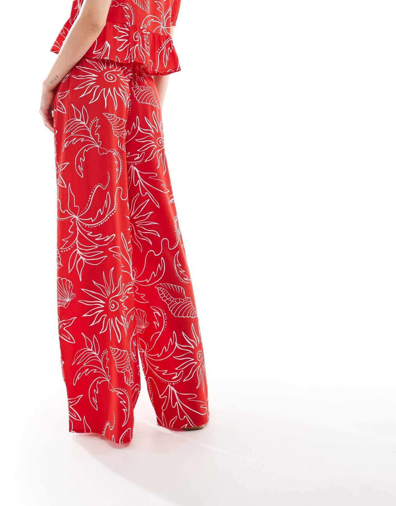 Wednesday's Girl soleil print wide leg trousers co-ord in red - ASOS Sample Sale