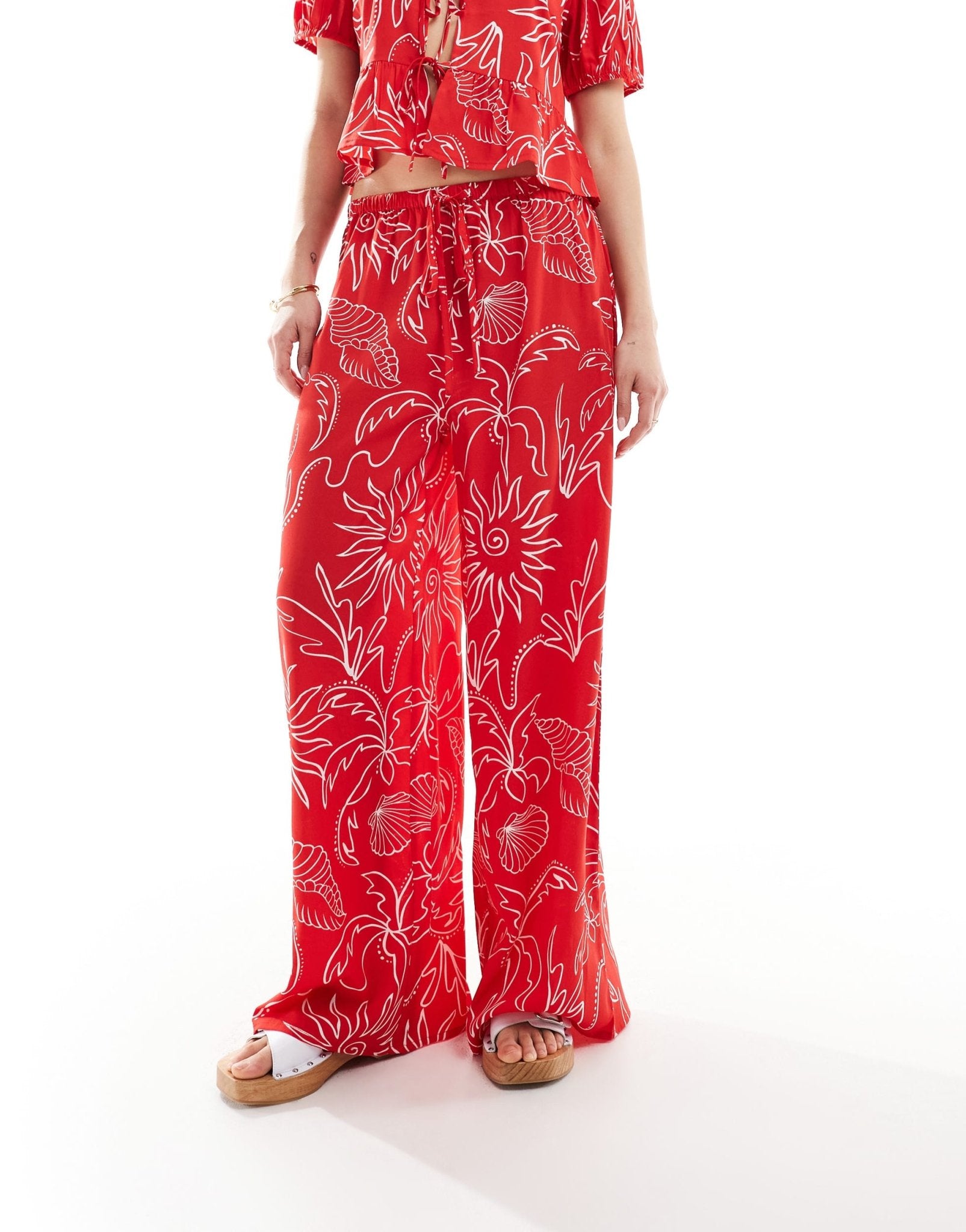 Wednesday's Girl soleil print wide leg trousers co-ord in red - ASOS Sample Sale
