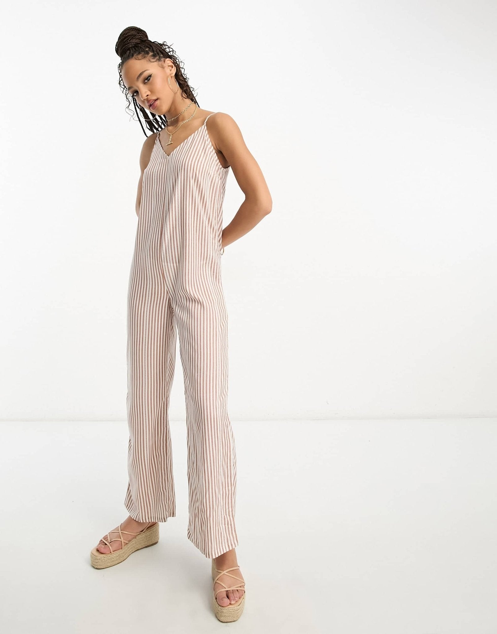 Wednesday's Girl stripe cami jumpsuit in rust - ASOS Sample Sale