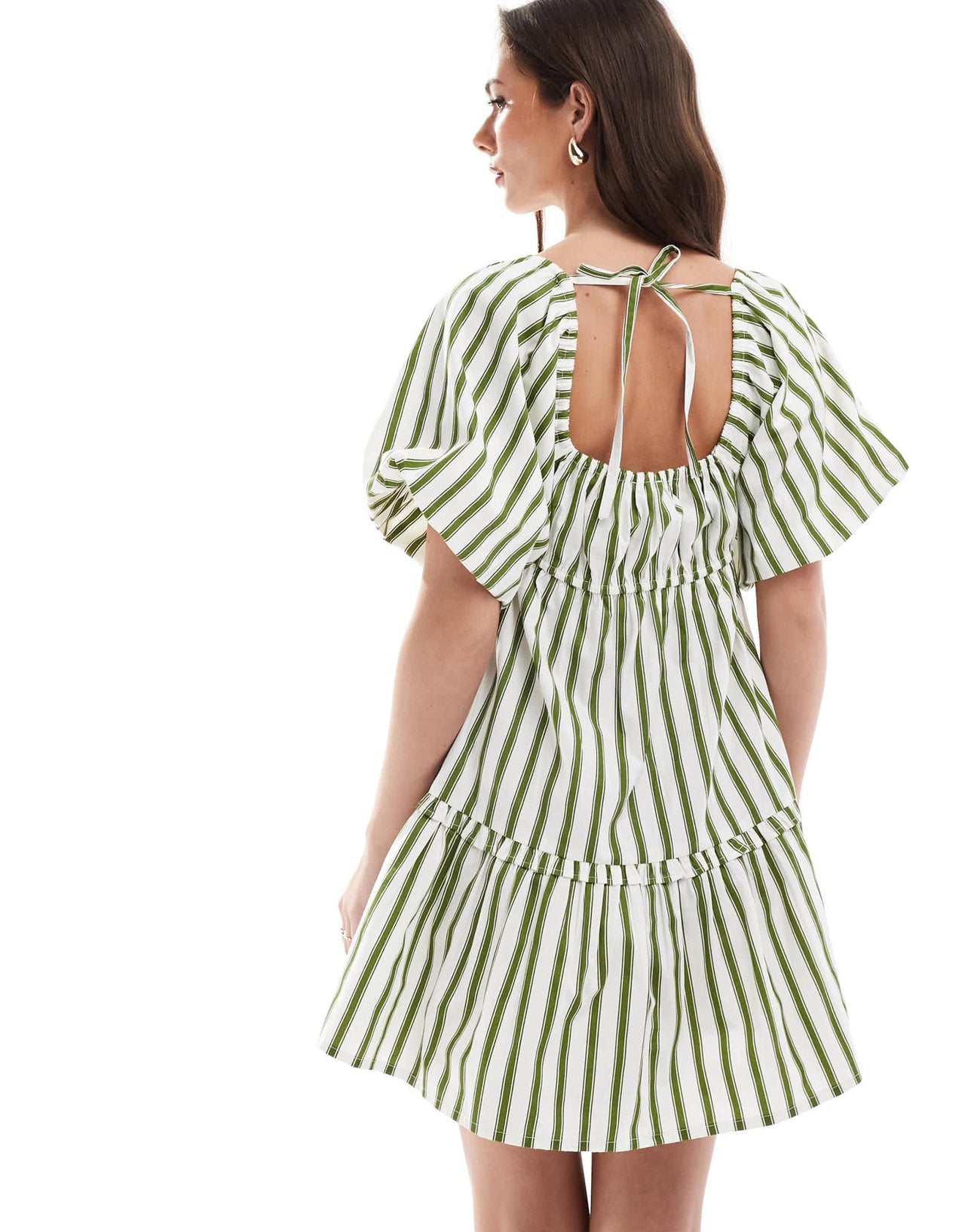 Wednesday's Girl striped mini smock dress in green and white - ASOS Sample Sale