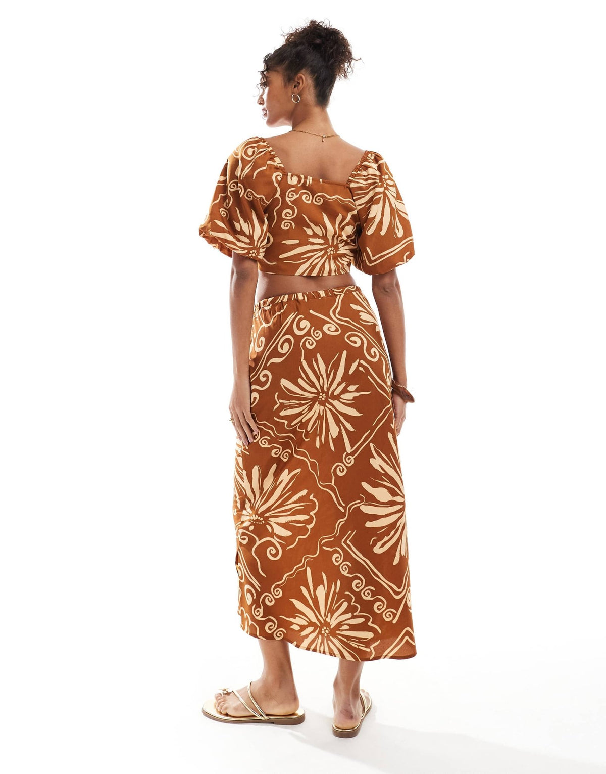 Wednesday's Girl tile floral midaxi skirt co-ord in brown - ASOS Sample Sale