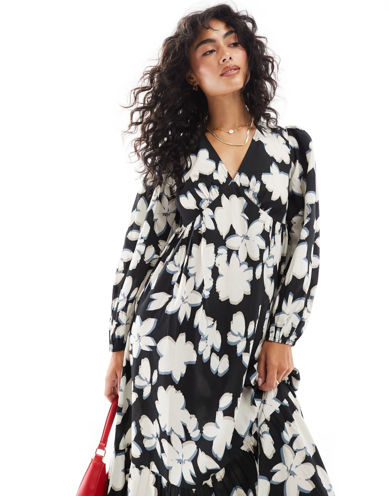 Wednesday's Girl v - neck maxi smock dress in blurred floral print - ASOS Sample Sale