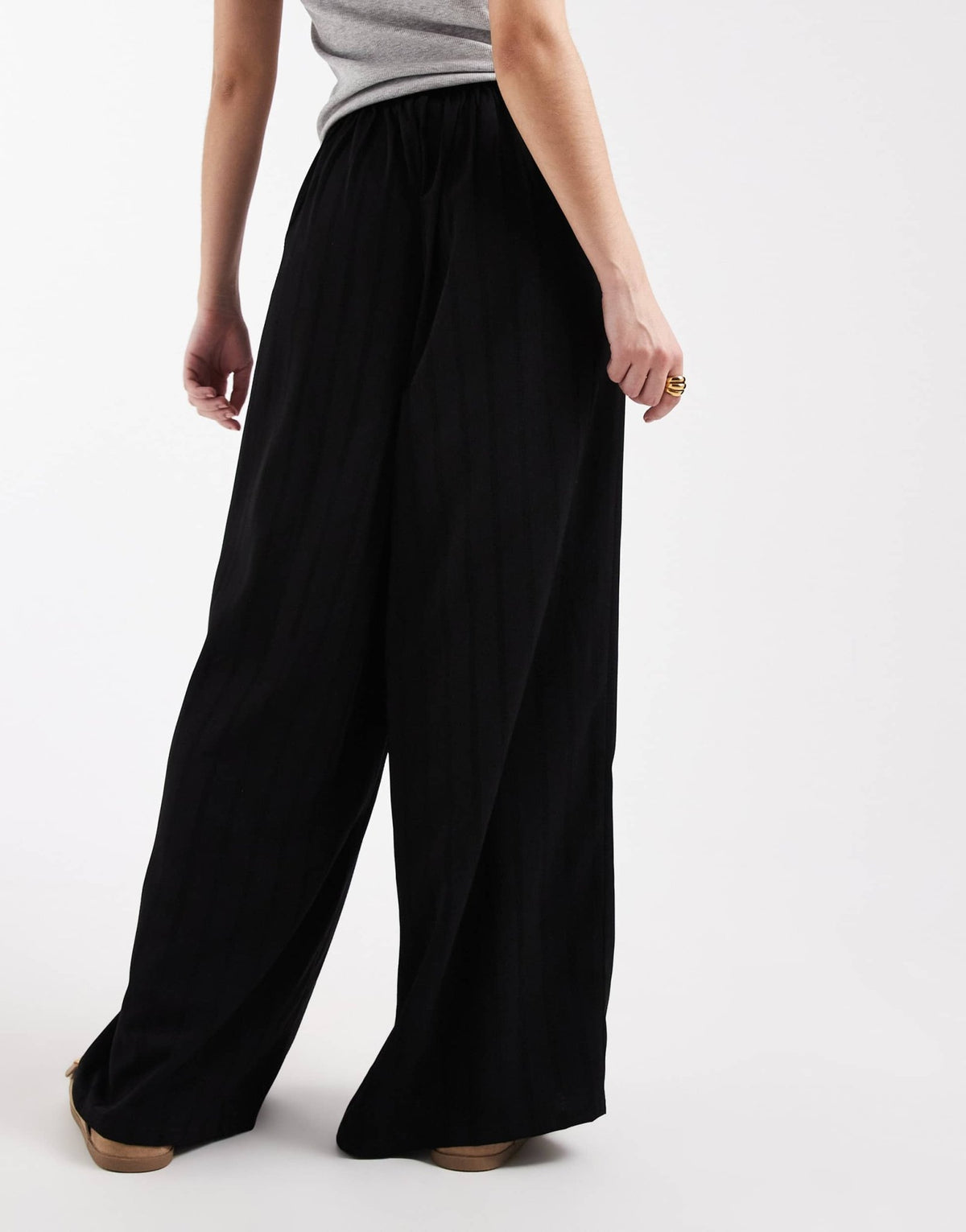 Wednesday's Girl wide leg slouchy trousers in black - ASOS Sample Sale