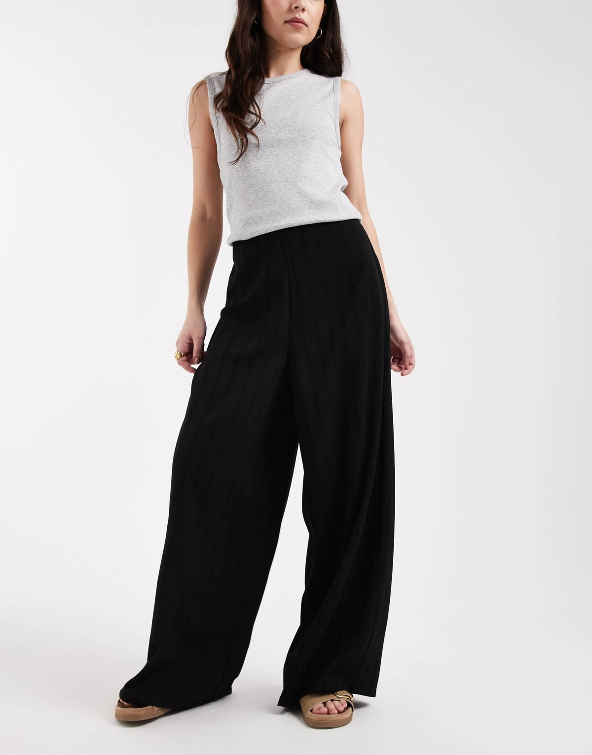 Wednesday's Girl wide leg slouchy trousers in black - ASOS Sample Sale