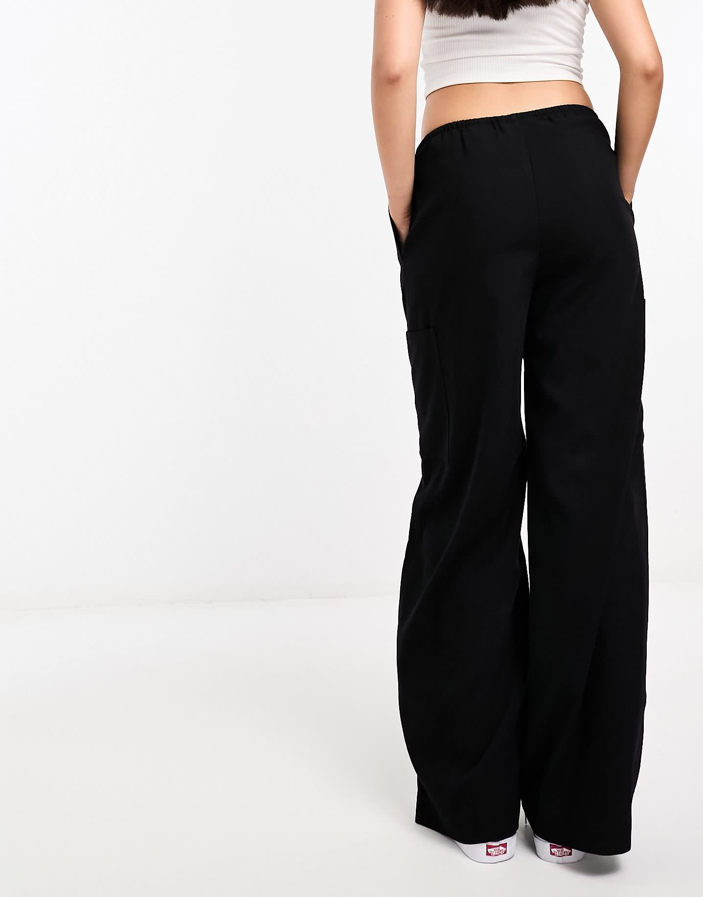 Weekday Adisa wide leg trousers in black - ASOS Sample Sale