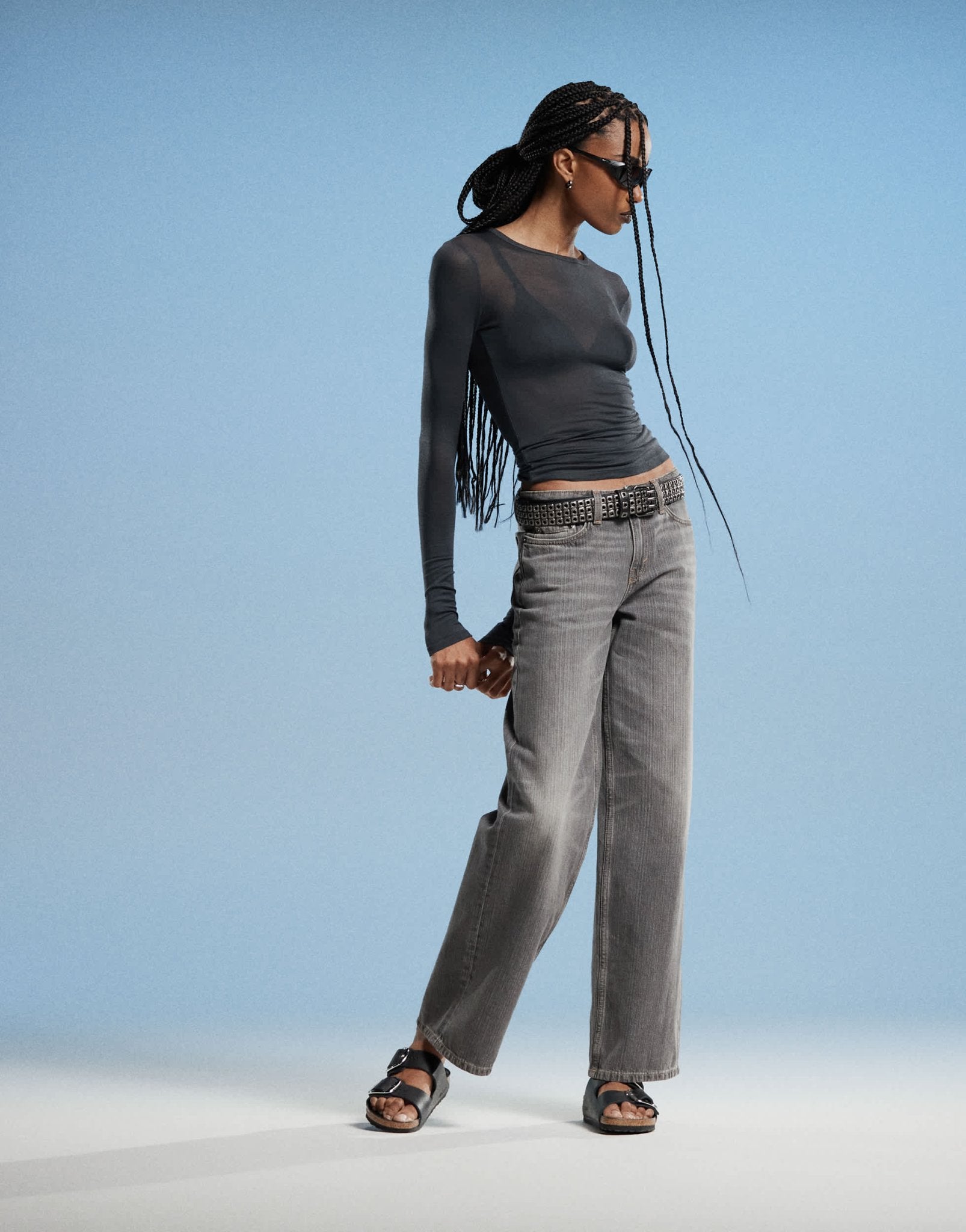 Weekday Ample low waist baggy fit jeans in washed grey - ASOS Sample Sale