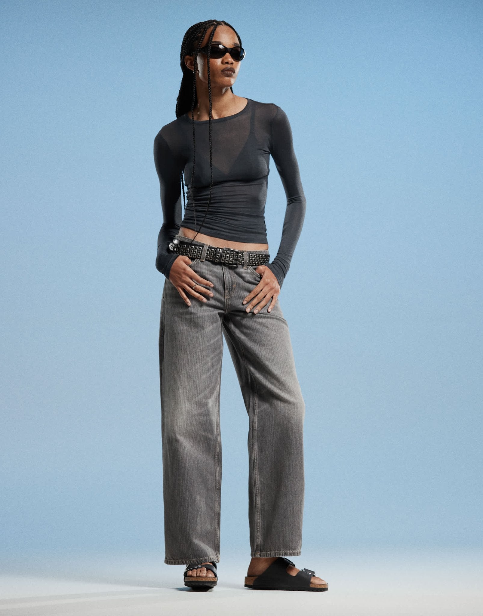 Weekday Ample low waist baggy fit jeans in washed grey - ASOS Sample Sale