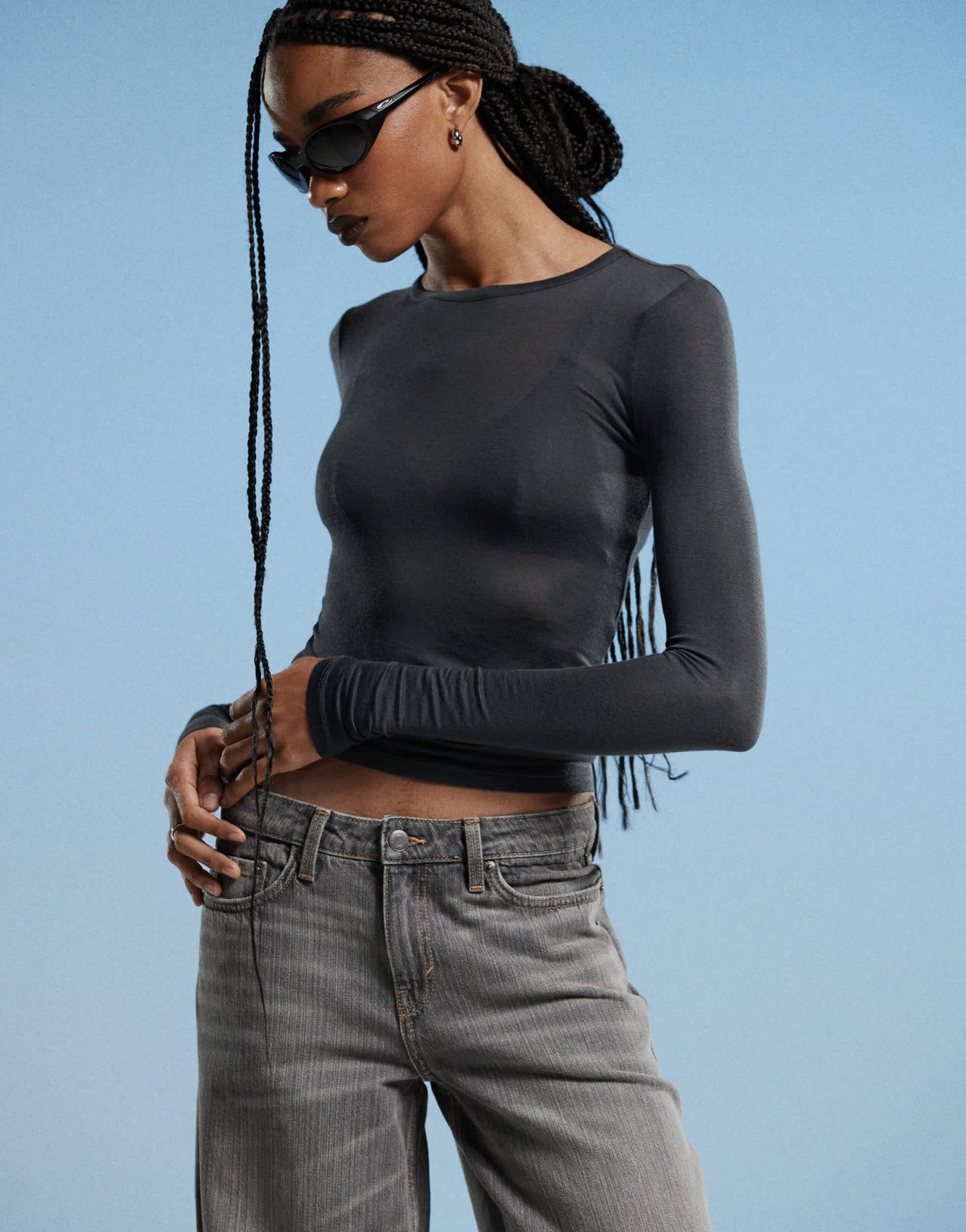 Weekday Ample low waist baggy fit jeans in washed grey - ASOS Sample Sale