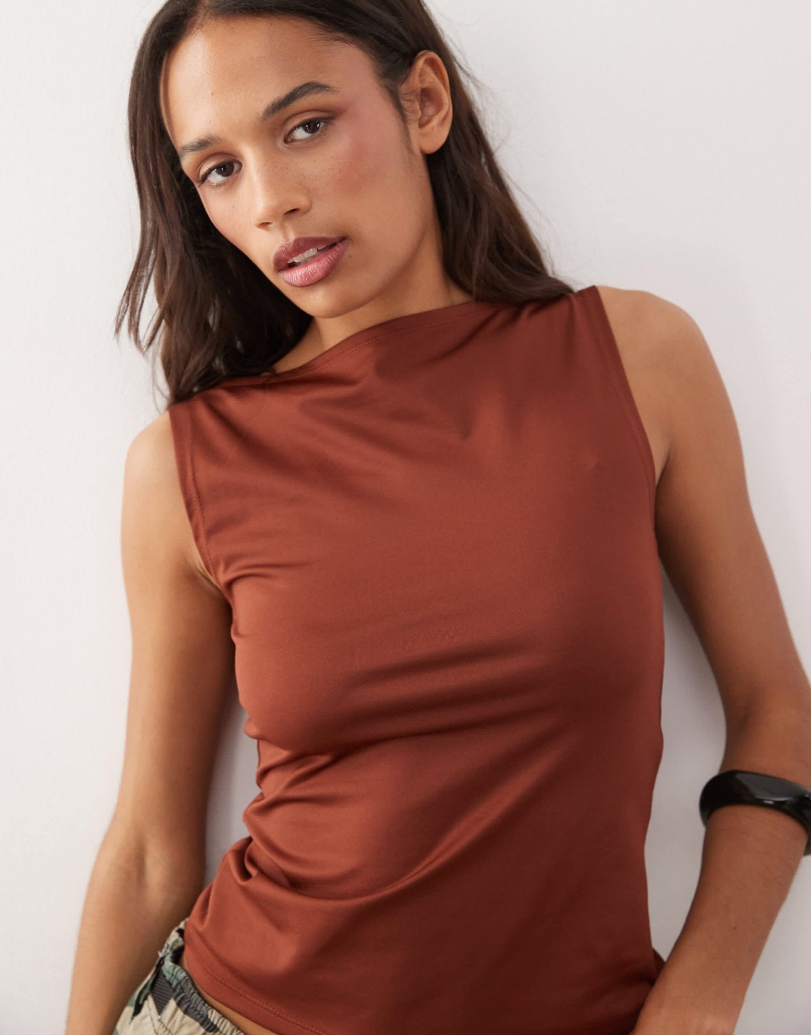 Weekday Annie sleeveless boat neck top in rust red - ASOS Sample Sale